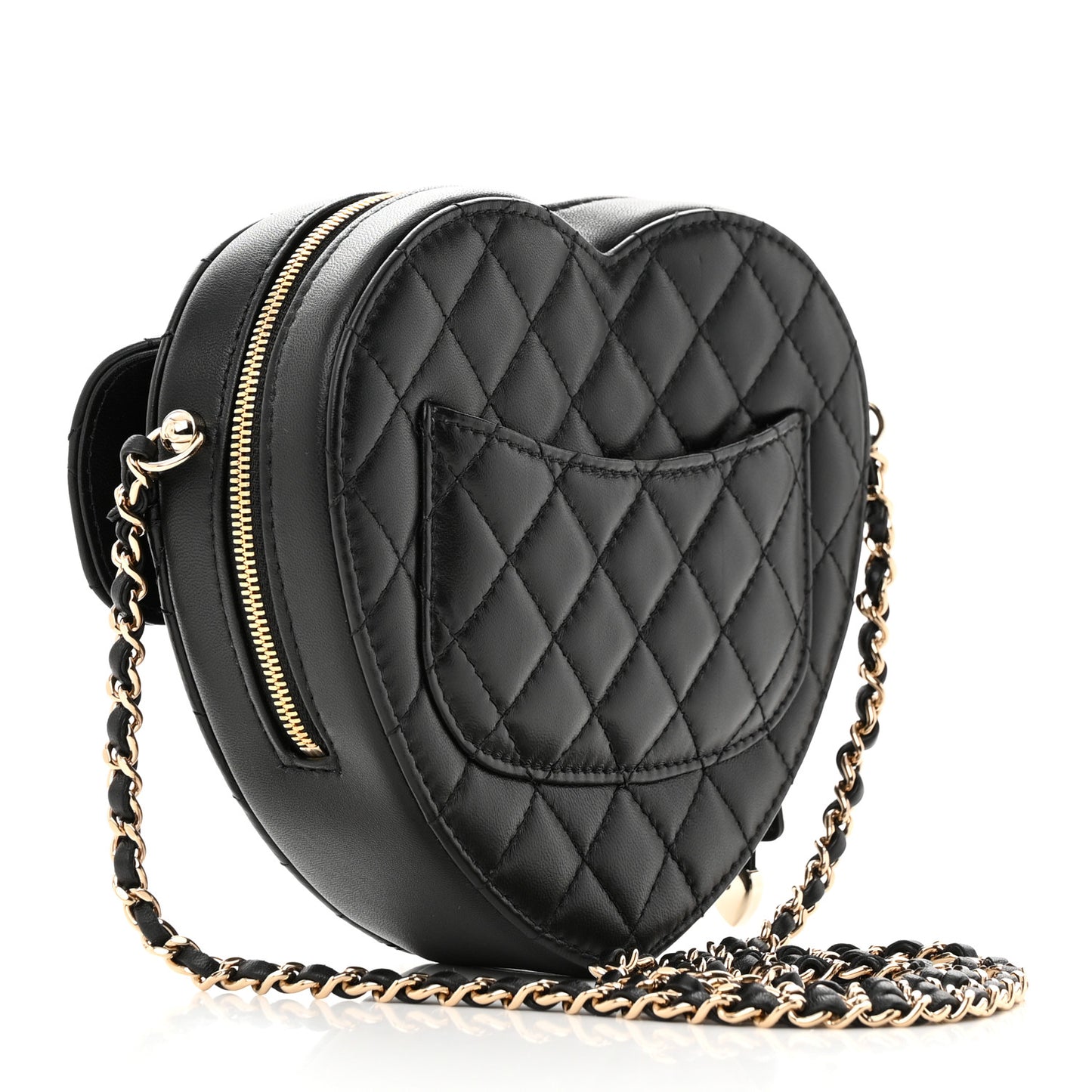 Lambskin Quilted CC In Love Heart Bag Black