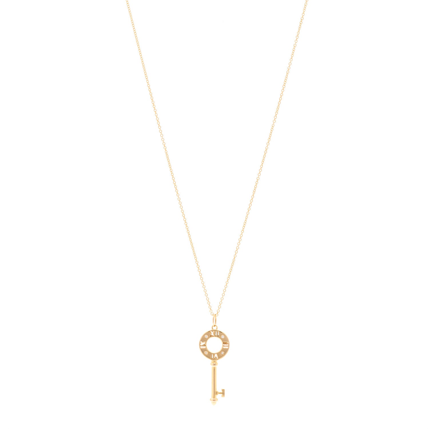 Tiffany 18K Rose Gold Diamond Atlas Pierced Key Pendant Necklace
