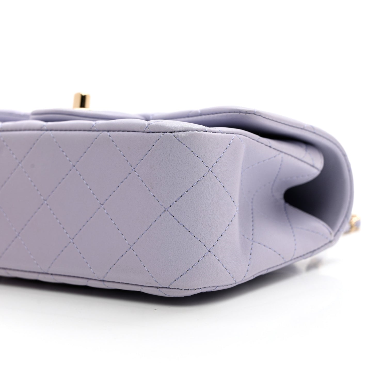 Lambskin Quilted Mini Top Handle Rectangular Flap Light Purple