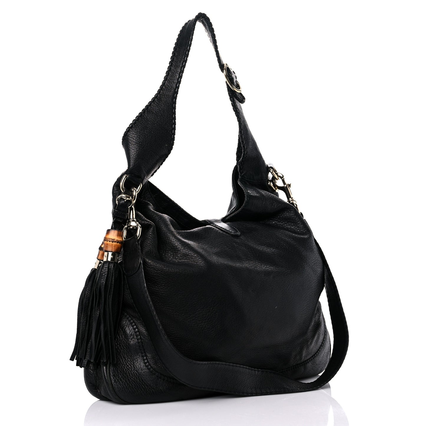 Calfskin Large New Jackie Shoulder Bag Black
