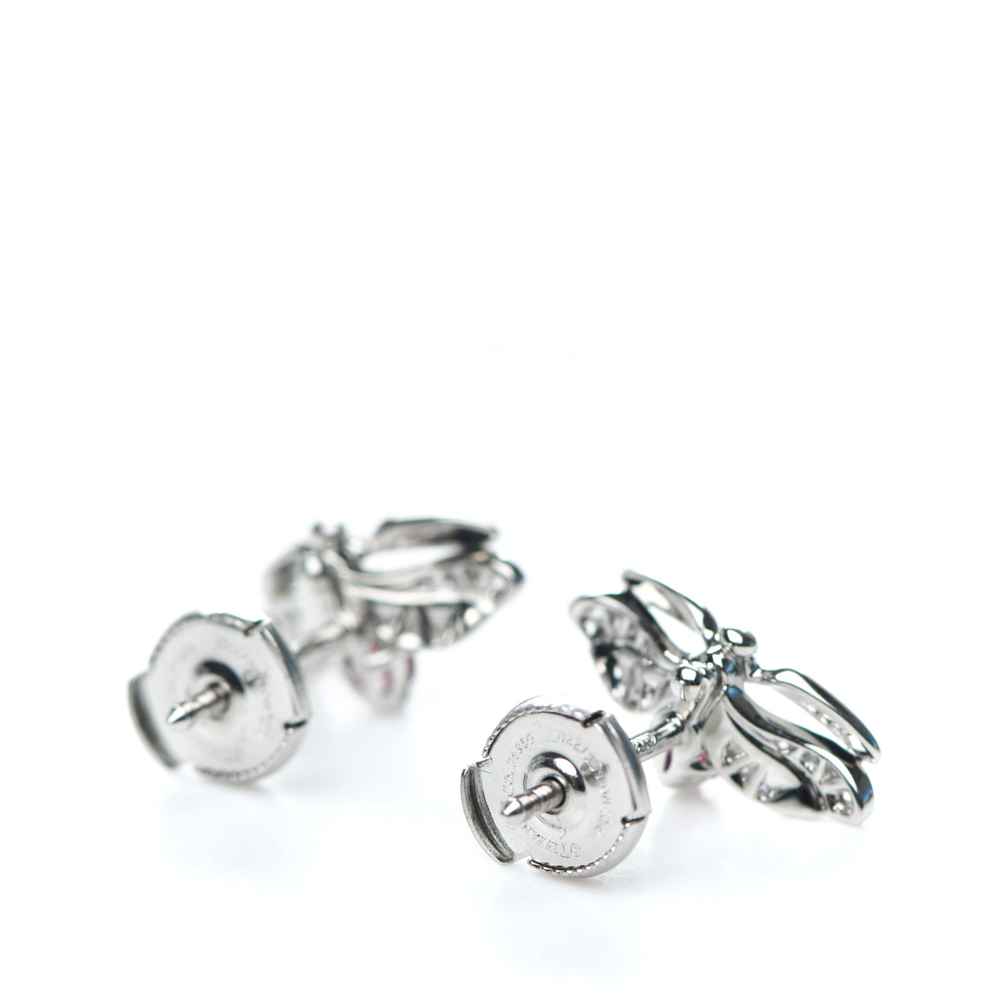 Platinum Diamond Rubellite Paper Flowers Firefly Earrings