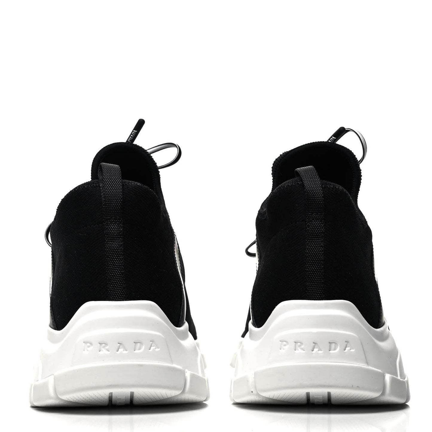 Knit Fabric Mens Logo Sneakers 7 Black White