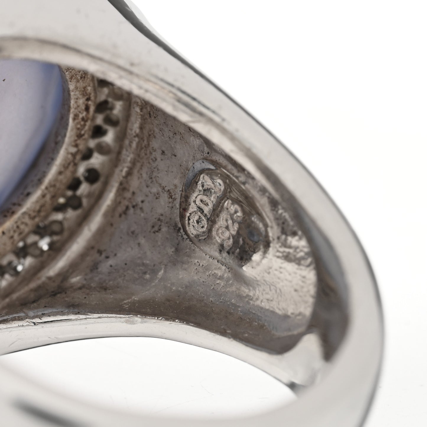 Sterling Silver Diamond Chalcedony Signature Oval Ring 52 6