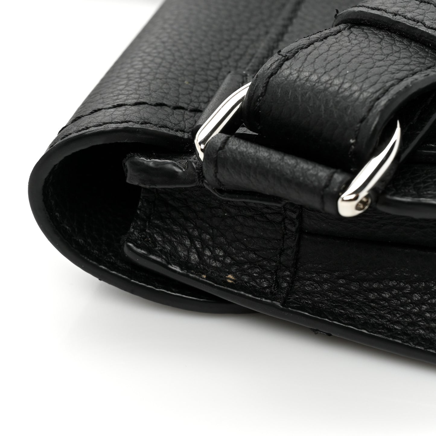 Grained Calfskin Saddle Messenger Bag Black