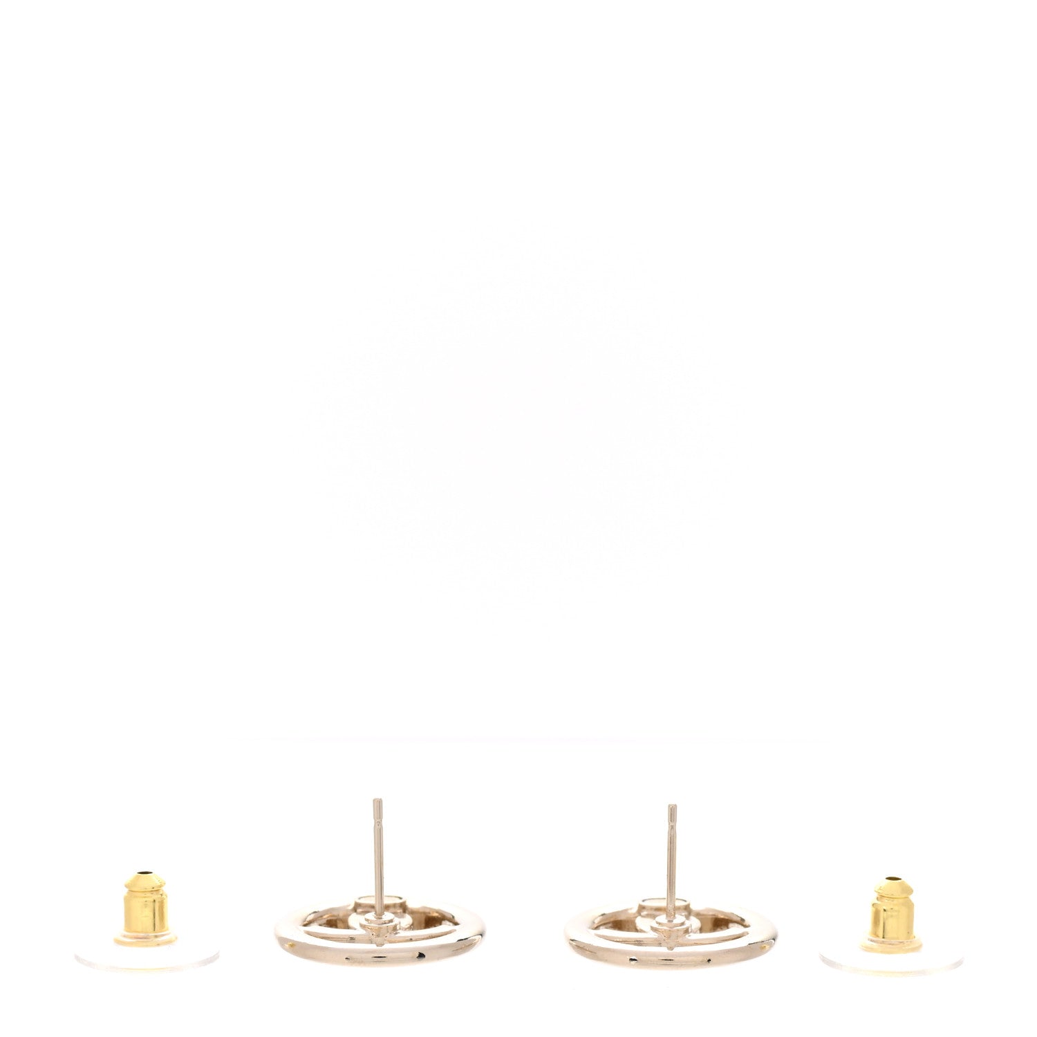 Chanel Crystal CC Round Earrings Gold 3 of 5