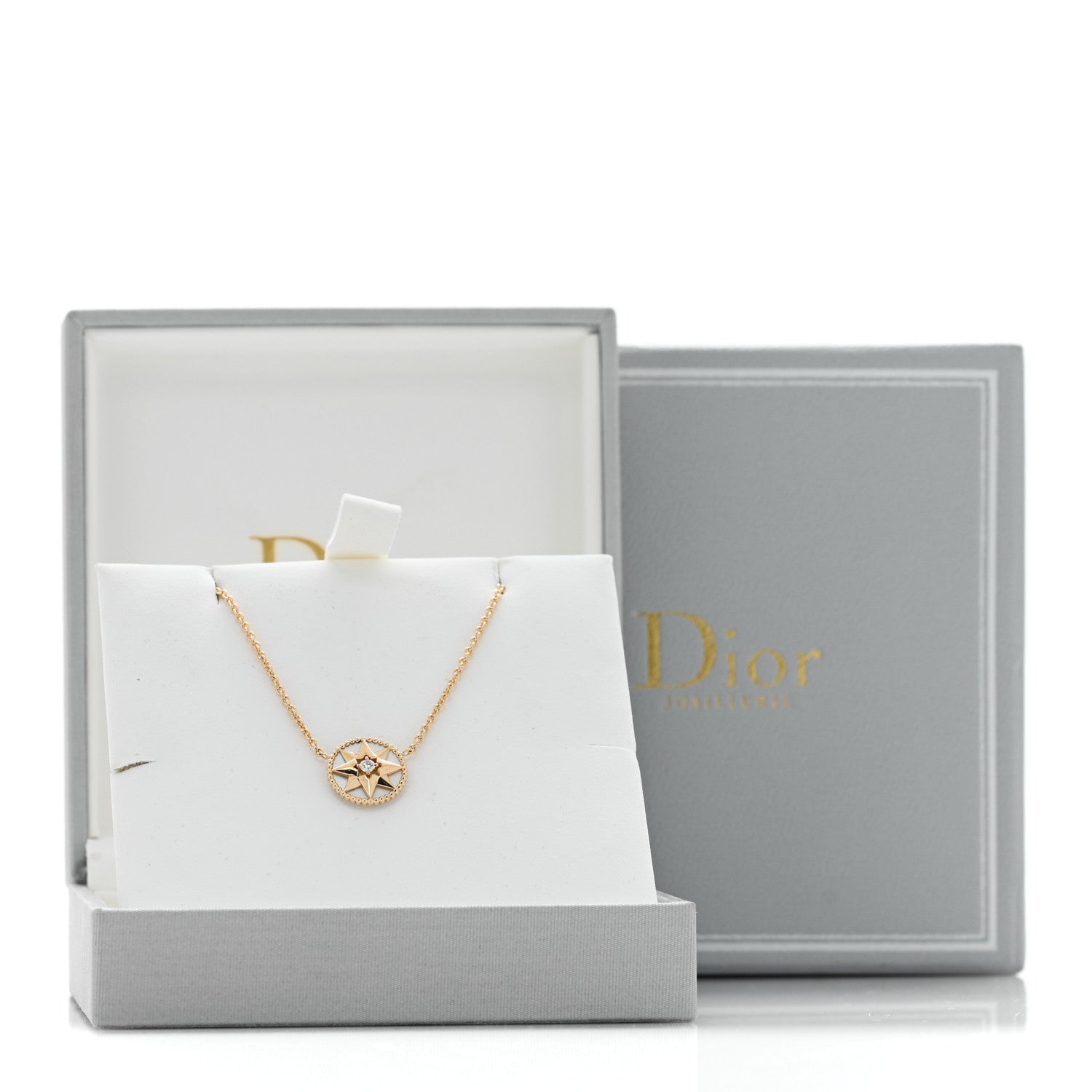 Christian Dior 18K Yellow Gold Diamond Mother of Pearl Rose Des Vents Necklace 5 of 5