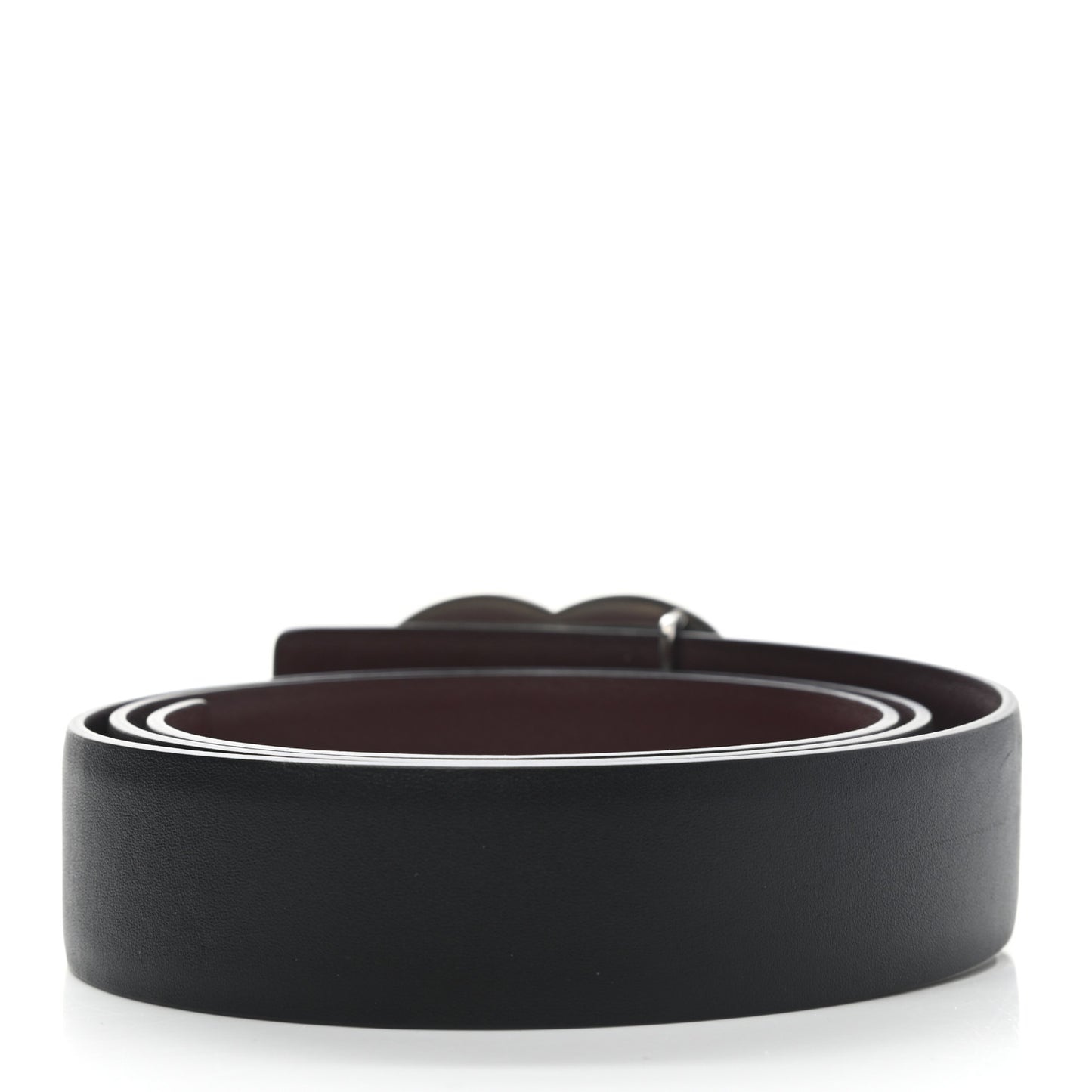Calfskin CC Reversible Belt 85 Black Burgundy