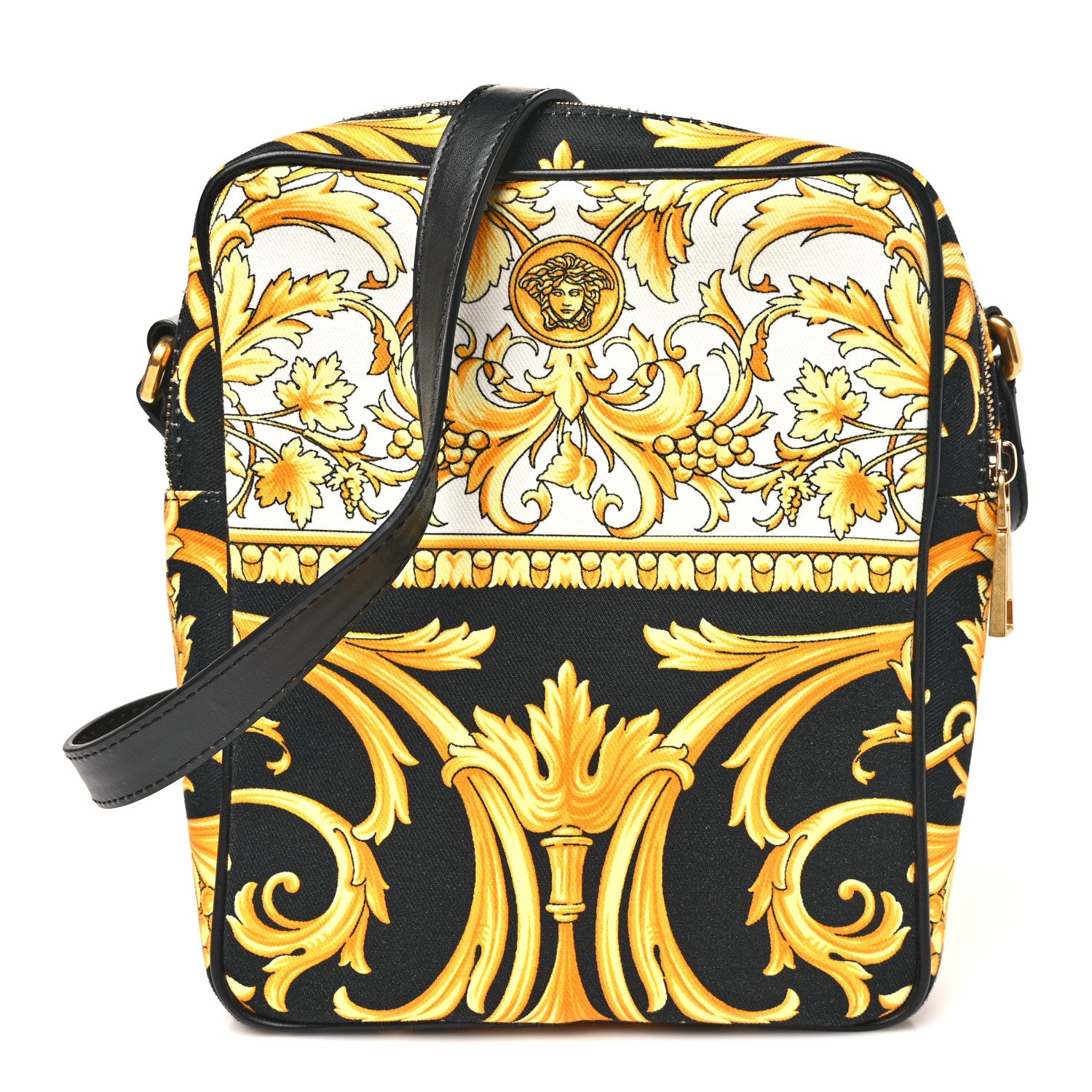 Versace Nylon Baroque Print Crossbody Black White 1843134