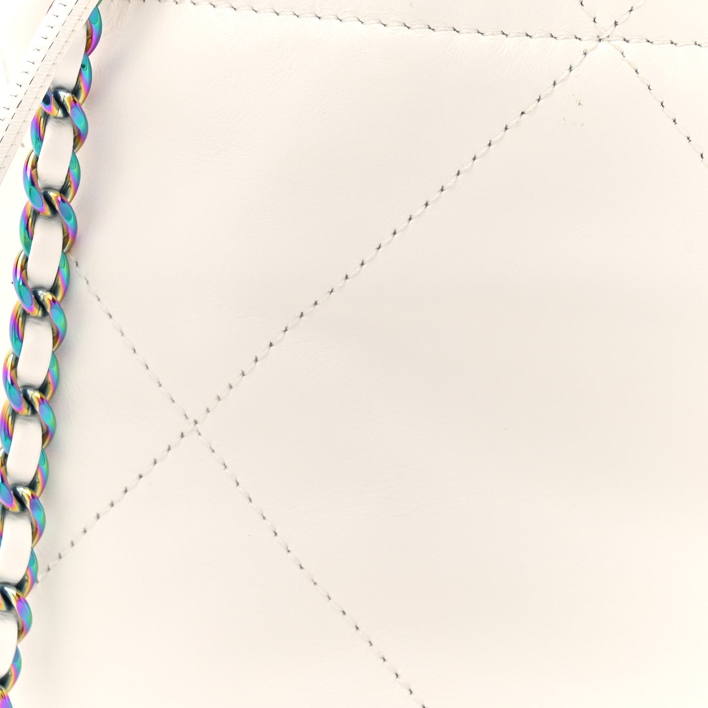 Shiny Calfskin Quilted Rainbow Mini Chanel 22 White