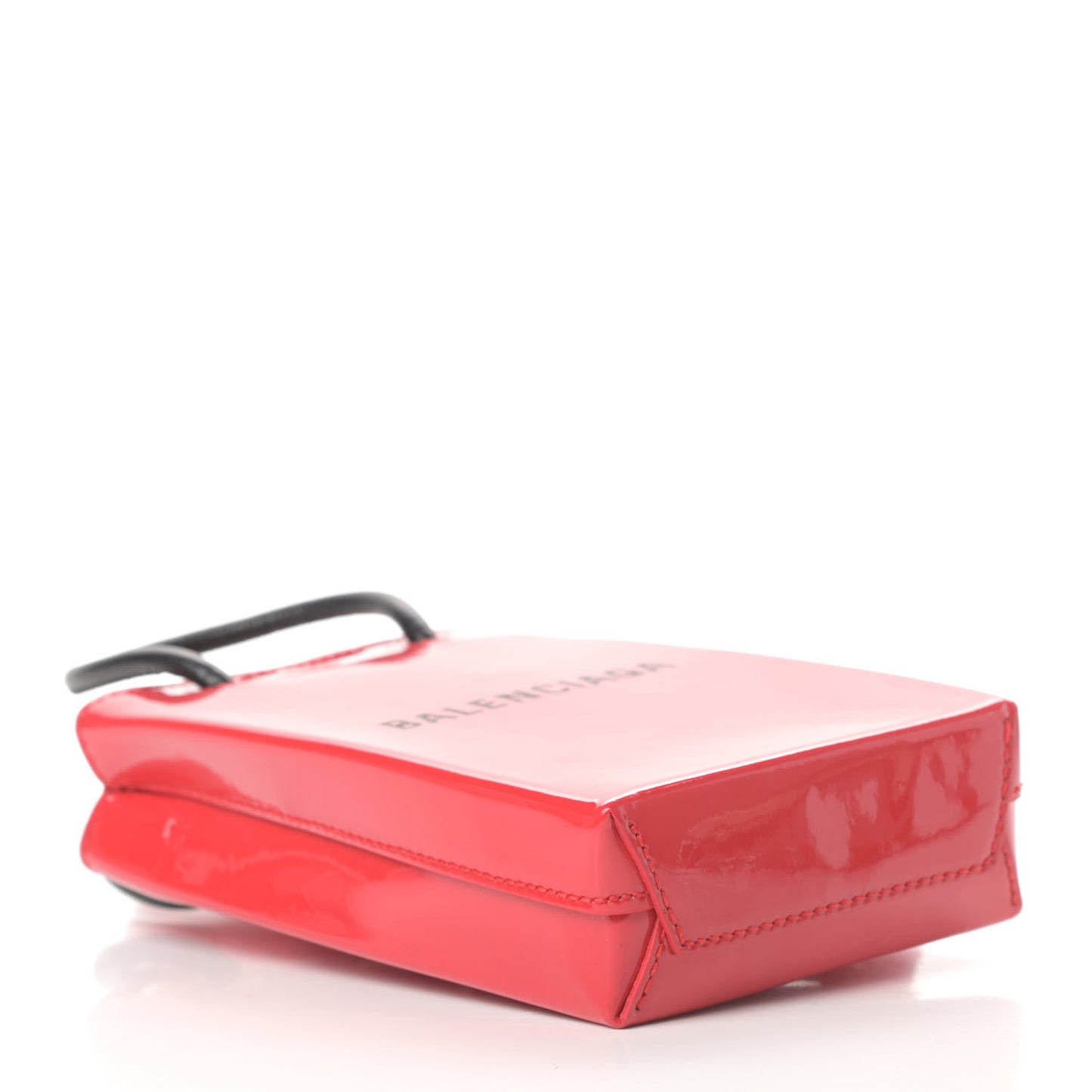 Patent Calfskin Logo Shopping Phone Holder Bag Bright Red