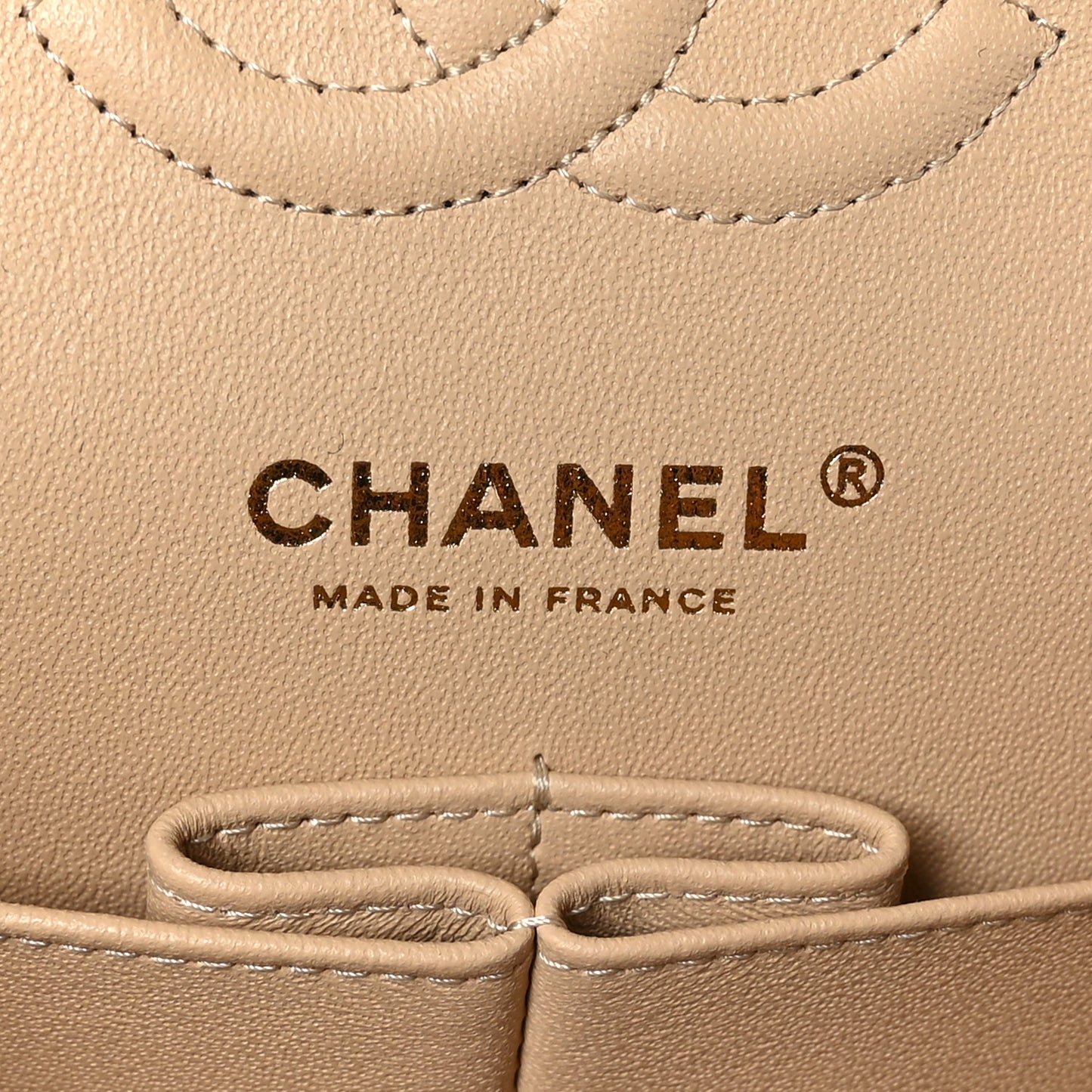 Caviar Quilted Small Double Flap Beige