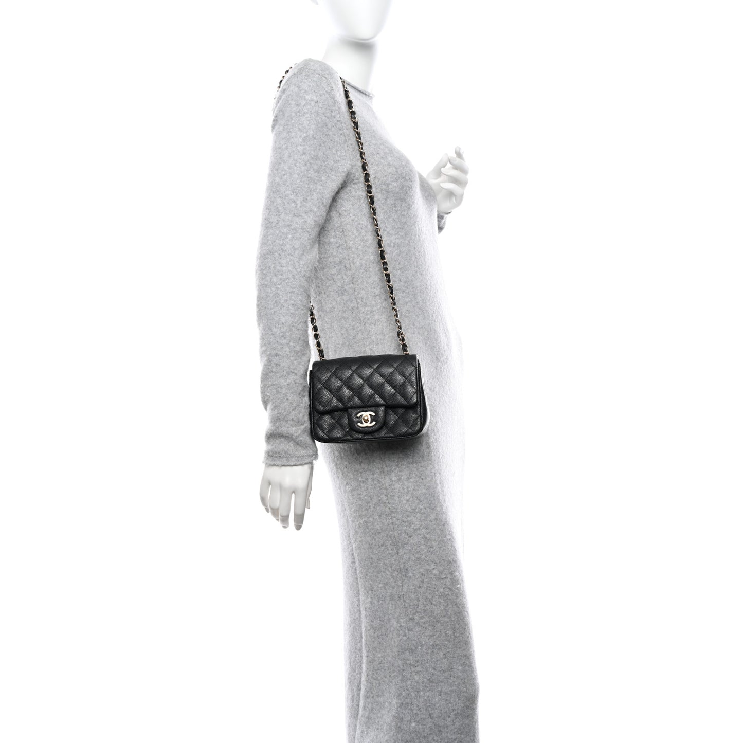 Caviar Quilted Mini Square Flap Black