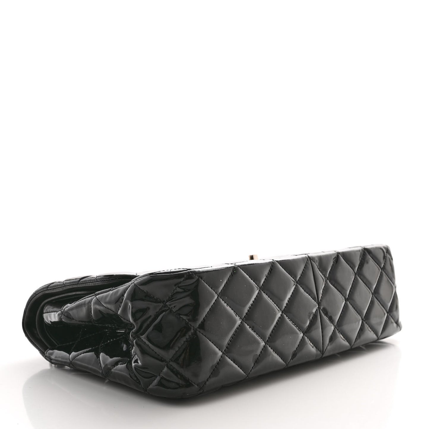 Patent Quilted Jumbo Double Flap Black