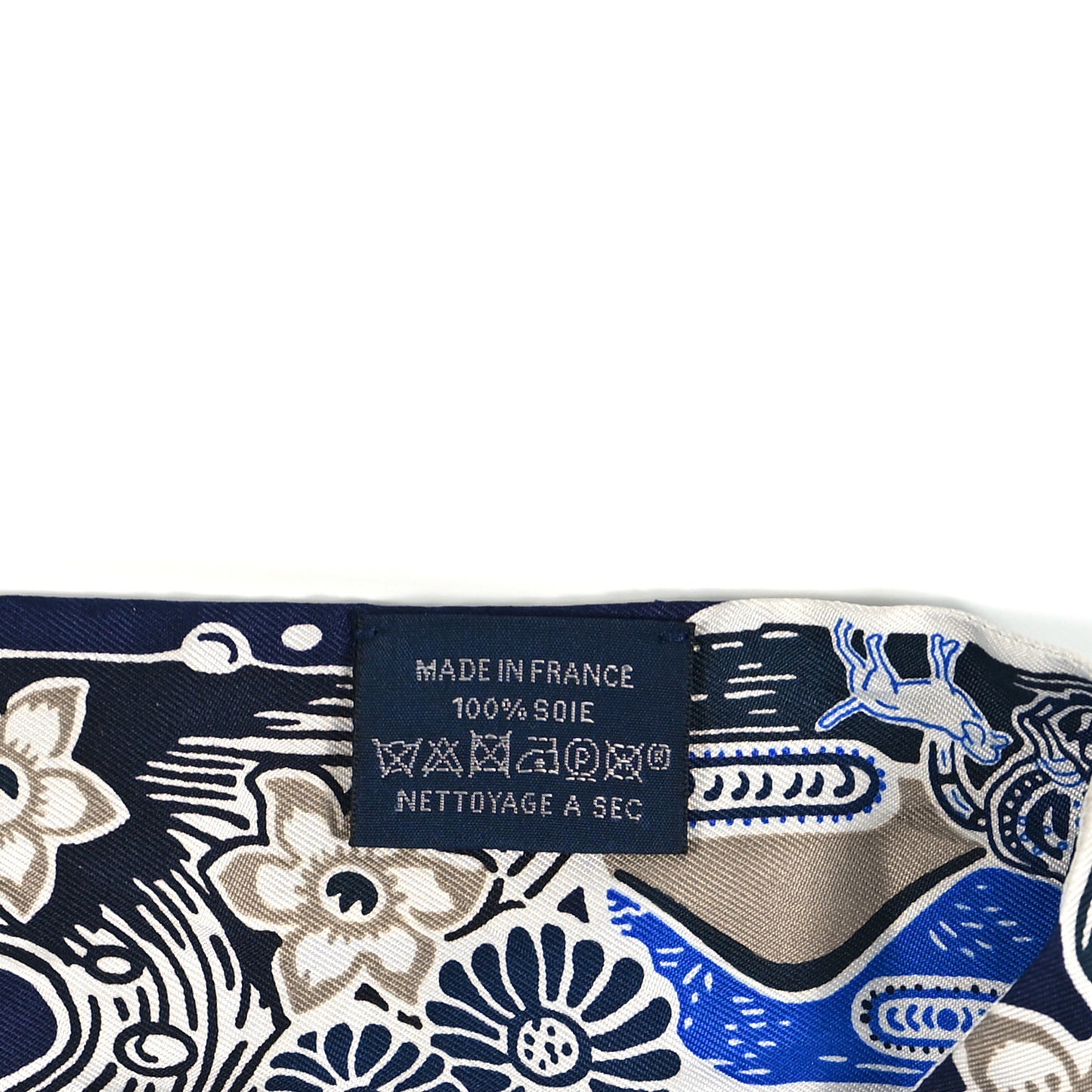 Silk Bingata Twilly Marine Tabac White