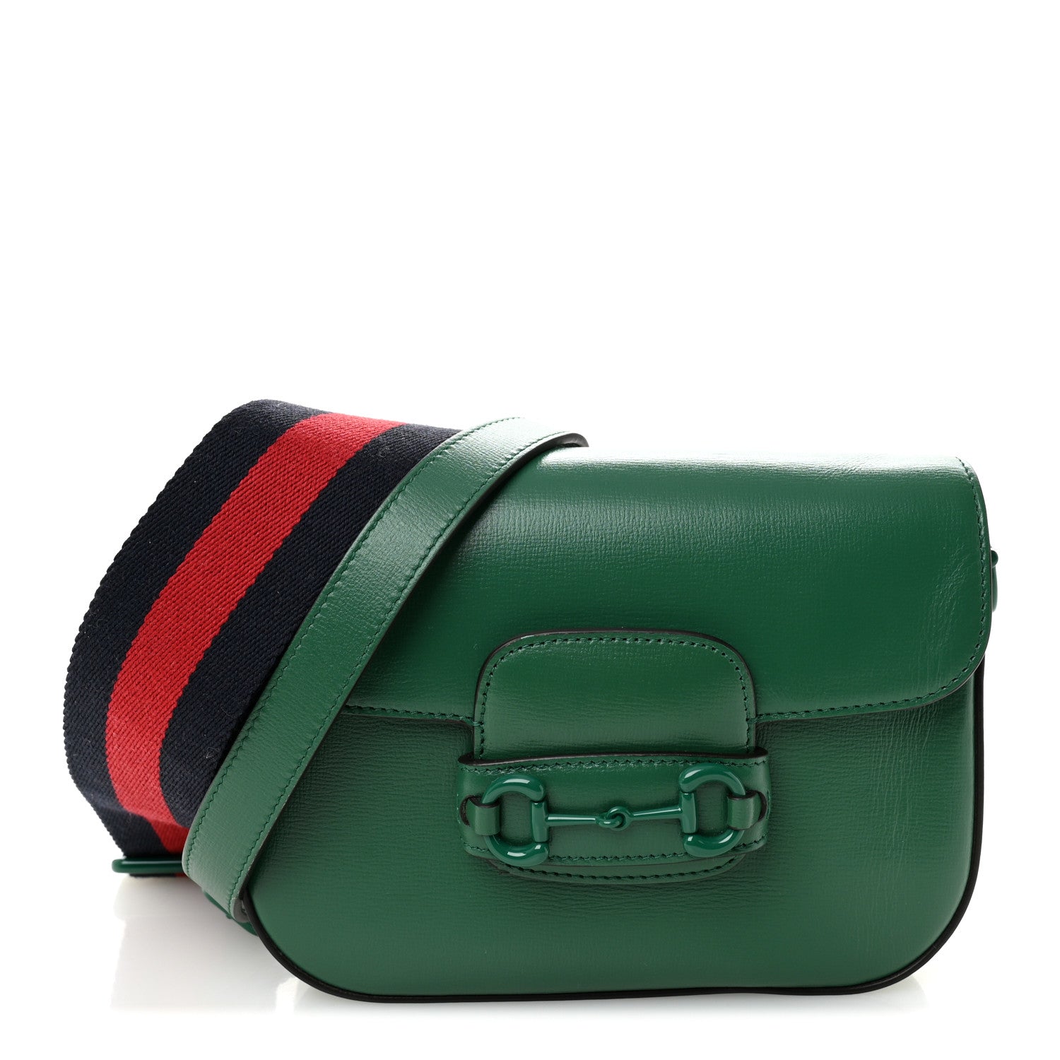 GUCCI ダークグリーン バッグ Gucci Azalea Calfskin Web Monochrome Horsebit 1955 Shoulder Bag