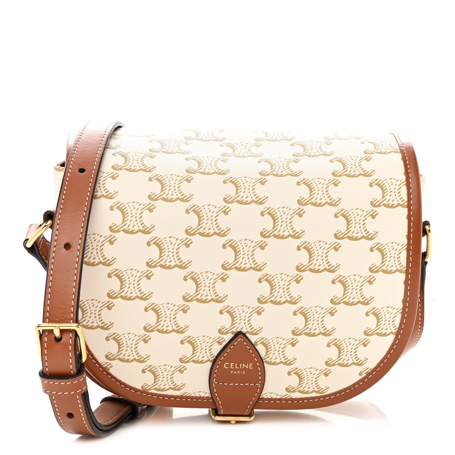 Celine Triomphe Canvas Medium Folco Bag White 1 of 9