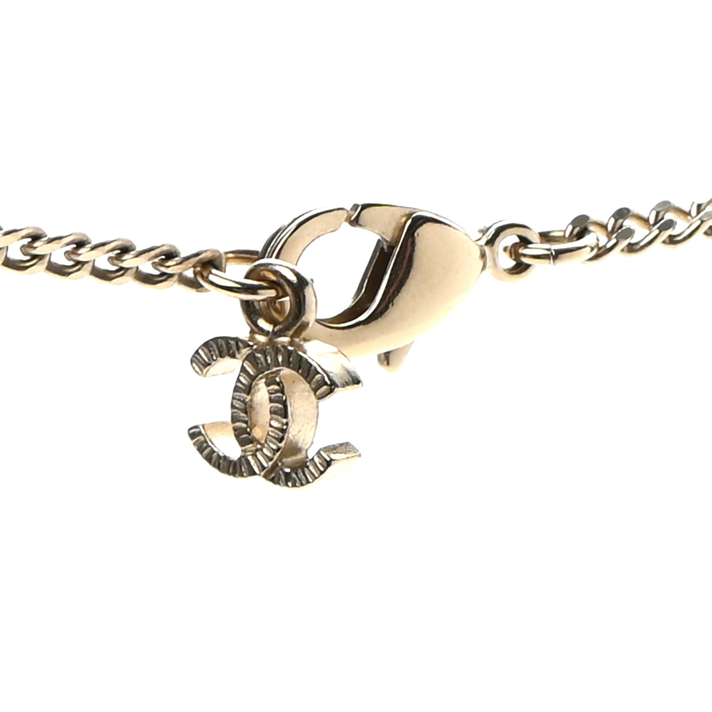 Metal Resin Diamante CC Flower Necklace Gold