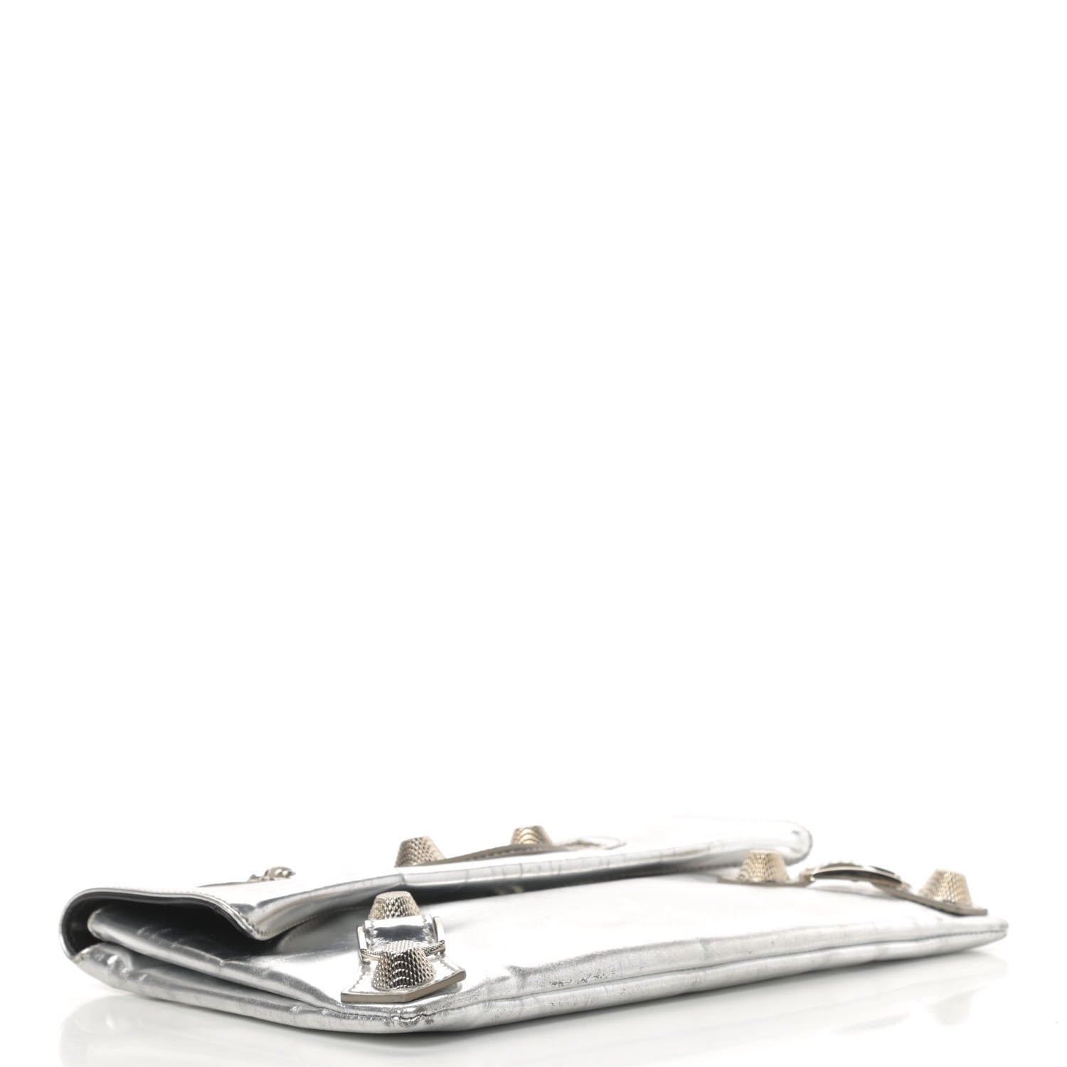 Balenciaga Laminated Calfskin Giant 21 Silver Hardware Envelope Clutch Silver 5 of 15