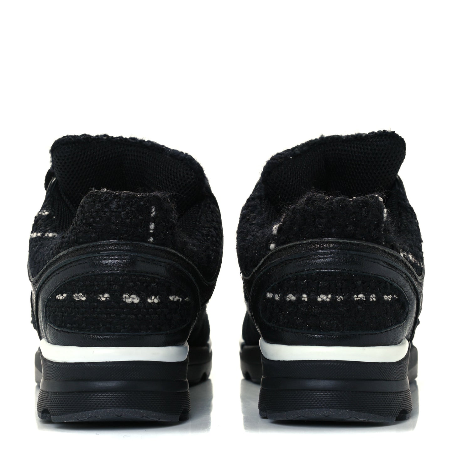 Tweed Suede Goatskin CC Sneakers 37 Black White