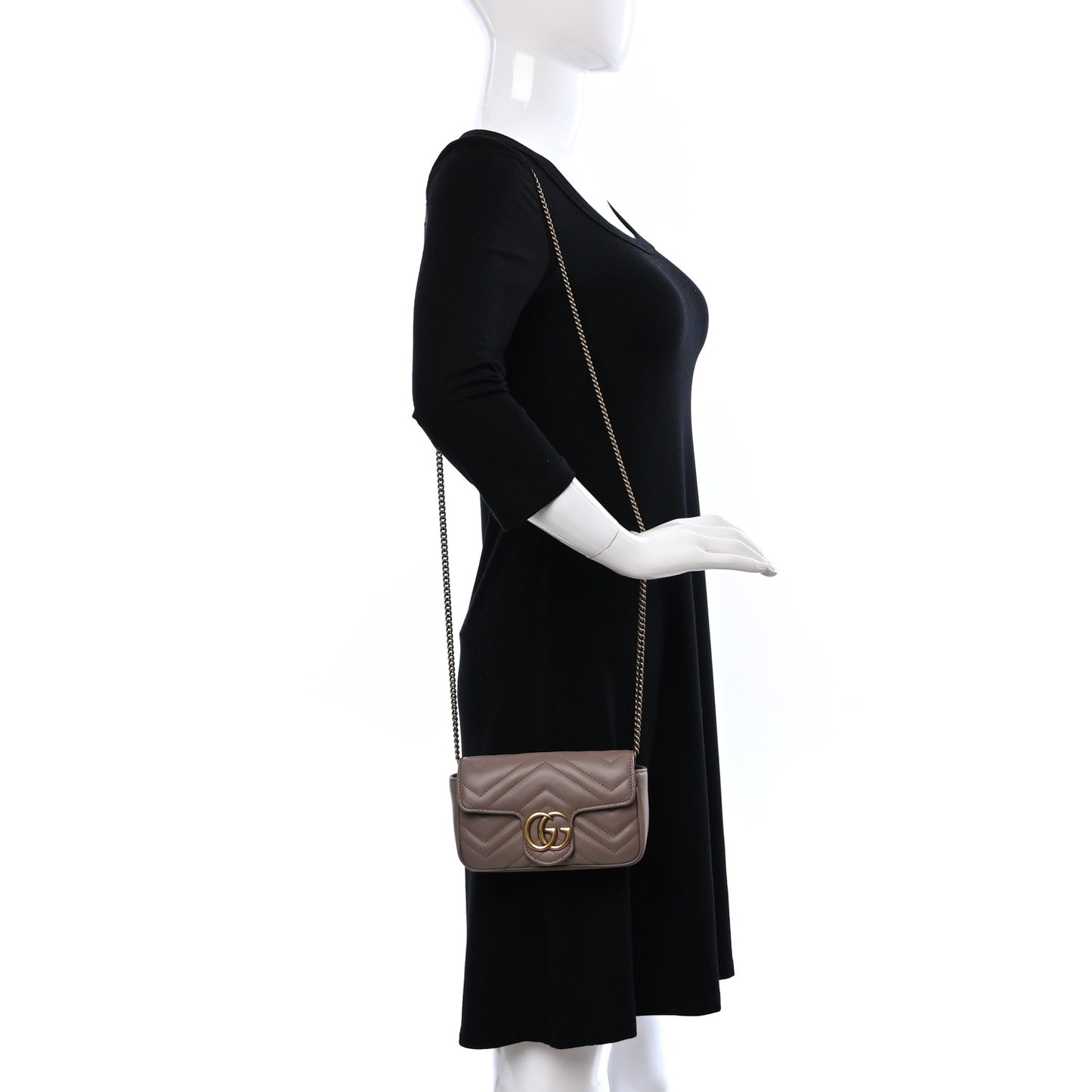 Calfskin Matelasse Super Mini GG Marmont Shoulder Bag Porcelain Rose