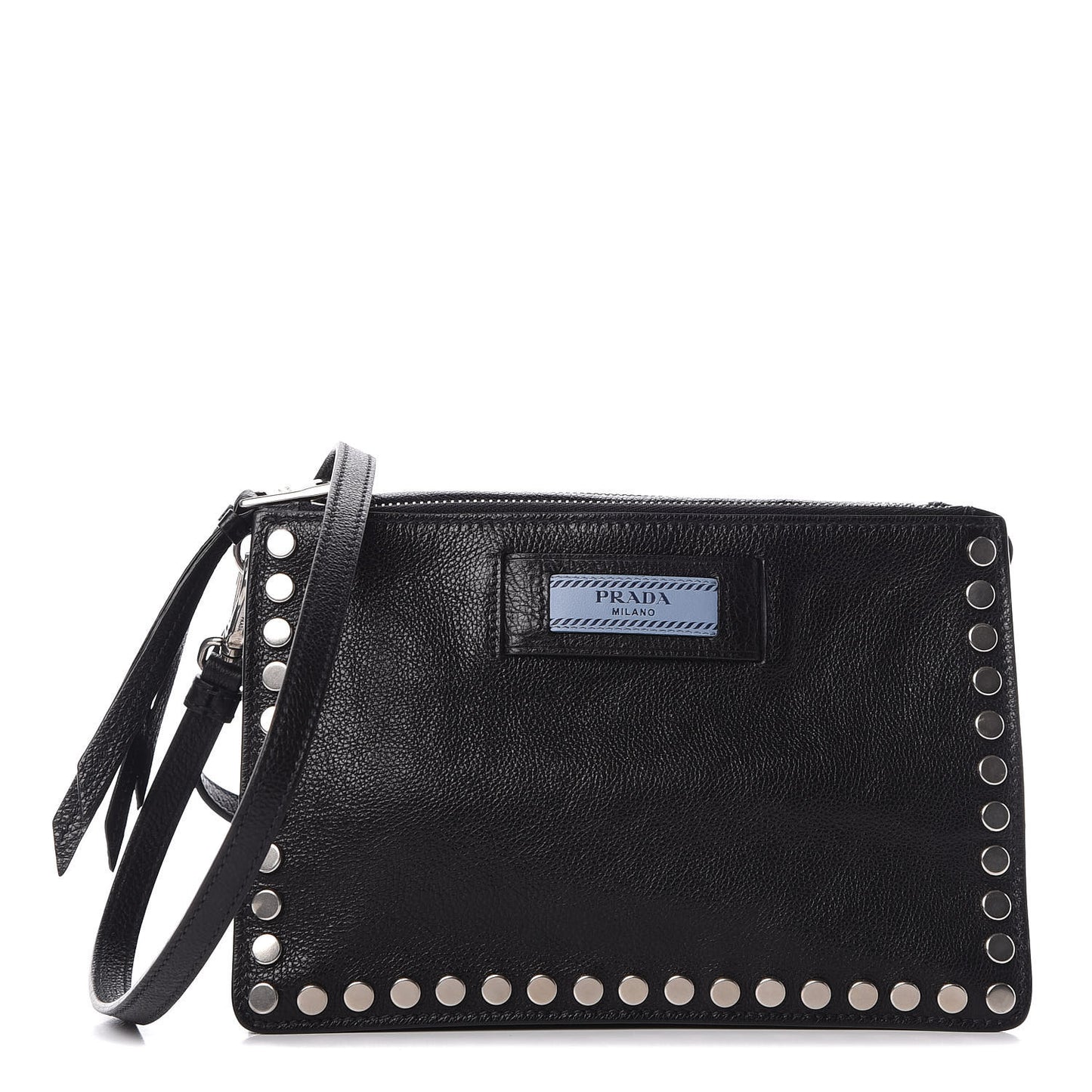 Glace Calfskin Studded Etiquette Shoulder Bag Black