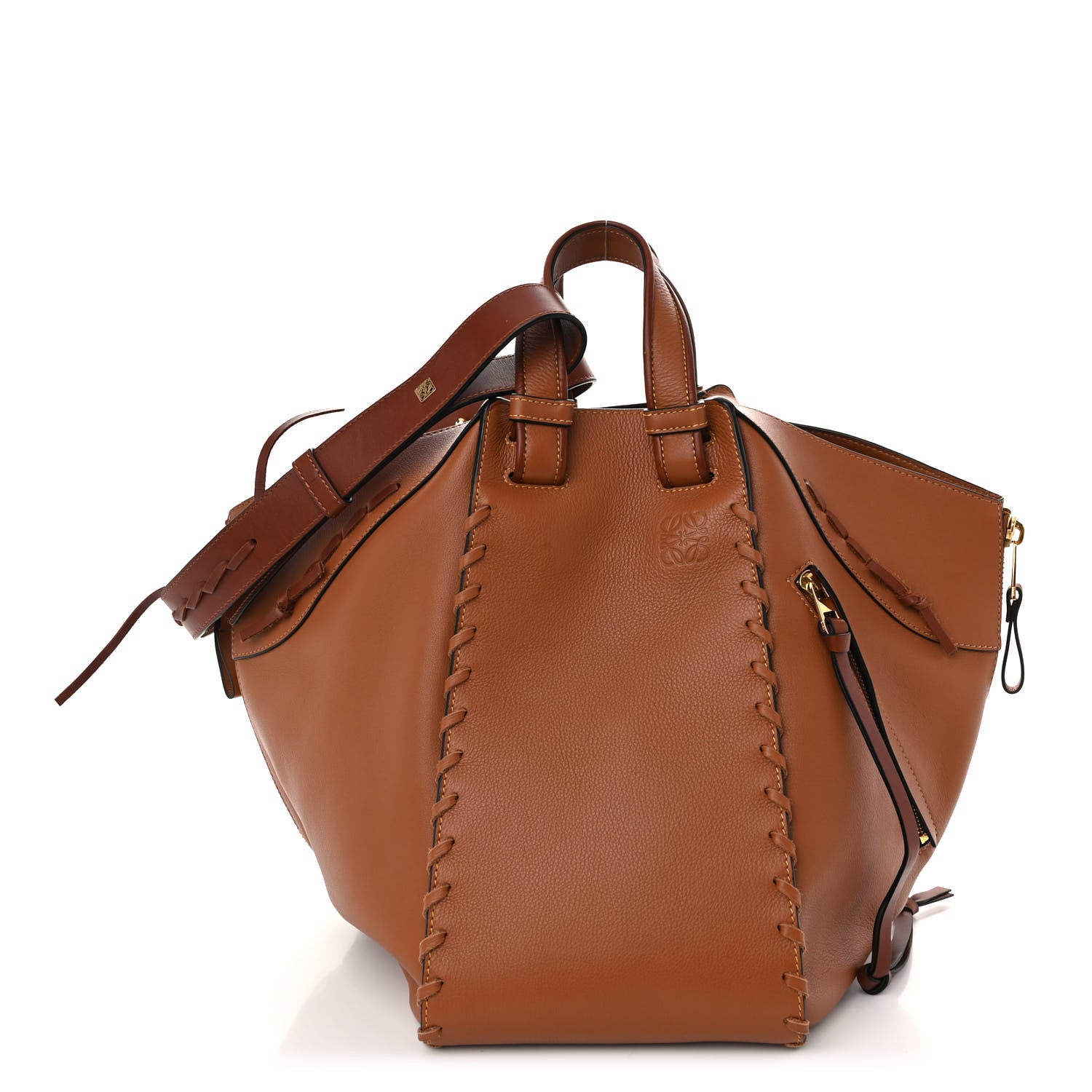 パオパオ Loewe Grained Calfskin Medium Whipstitch Hammock Shoulder Bag Tan