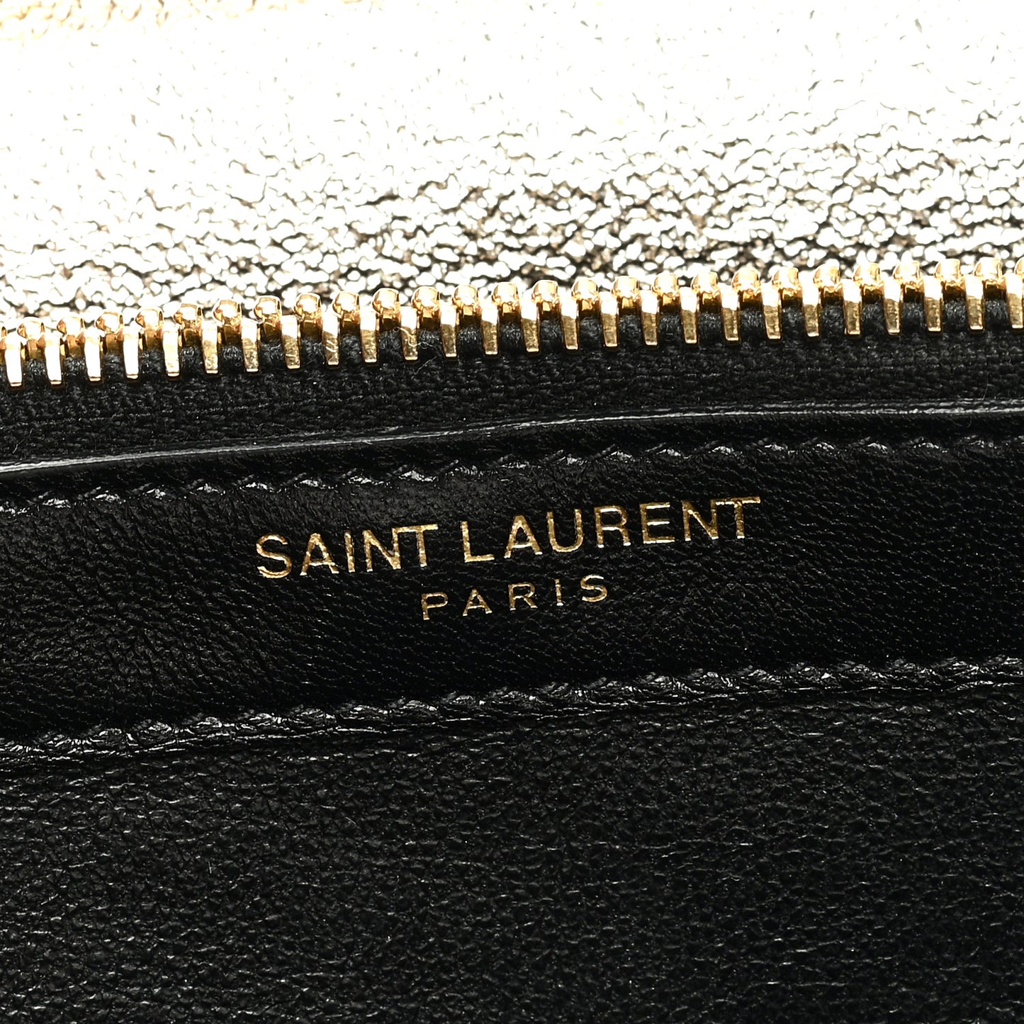 Metallic Crackled Calfskin Matelasse Chevron Monogram Chain Wallet Gold