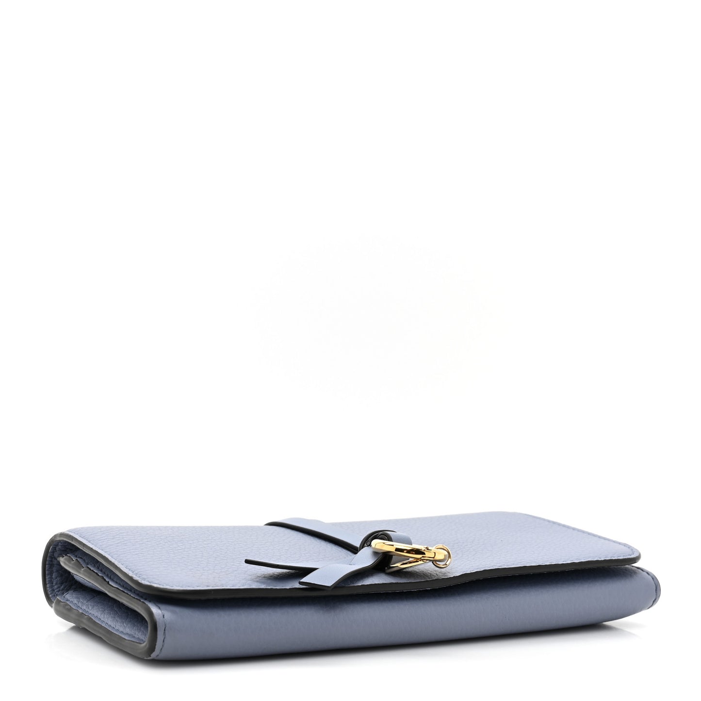 Calfskin Alphabet Long Wallet Smokey Blue