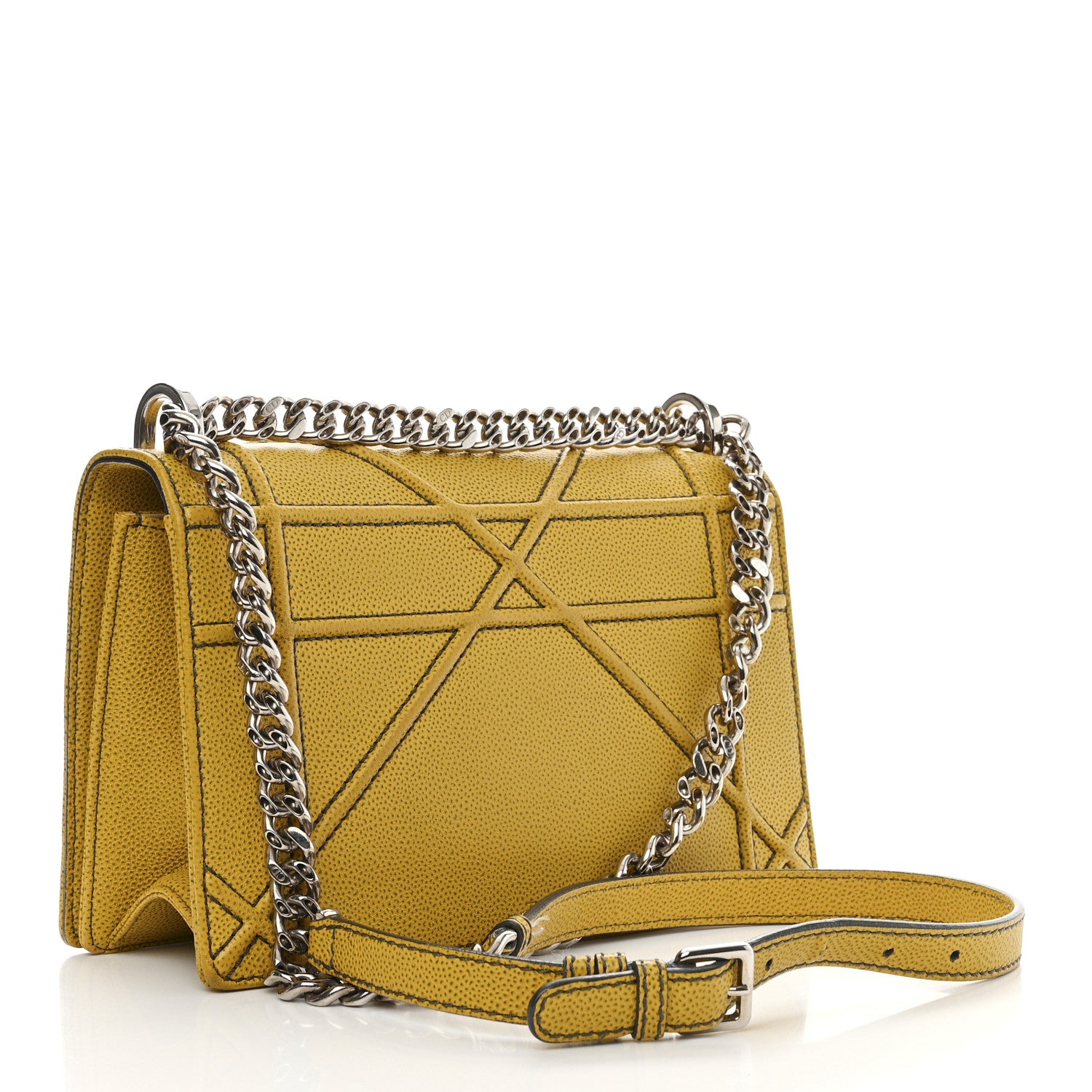 Christian Dior Grained Calfskin Medium Diorama Flap Bag Yellow 3 of 14