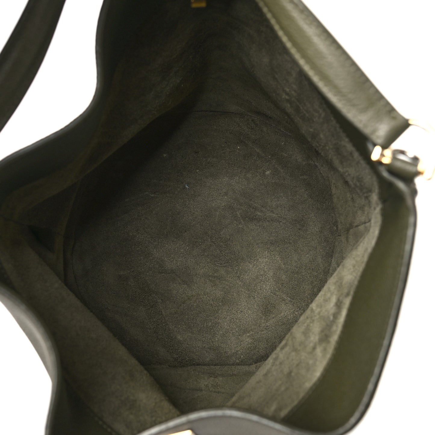 Supple Grained Calfskin Bucket 16 Bag Dark Olive