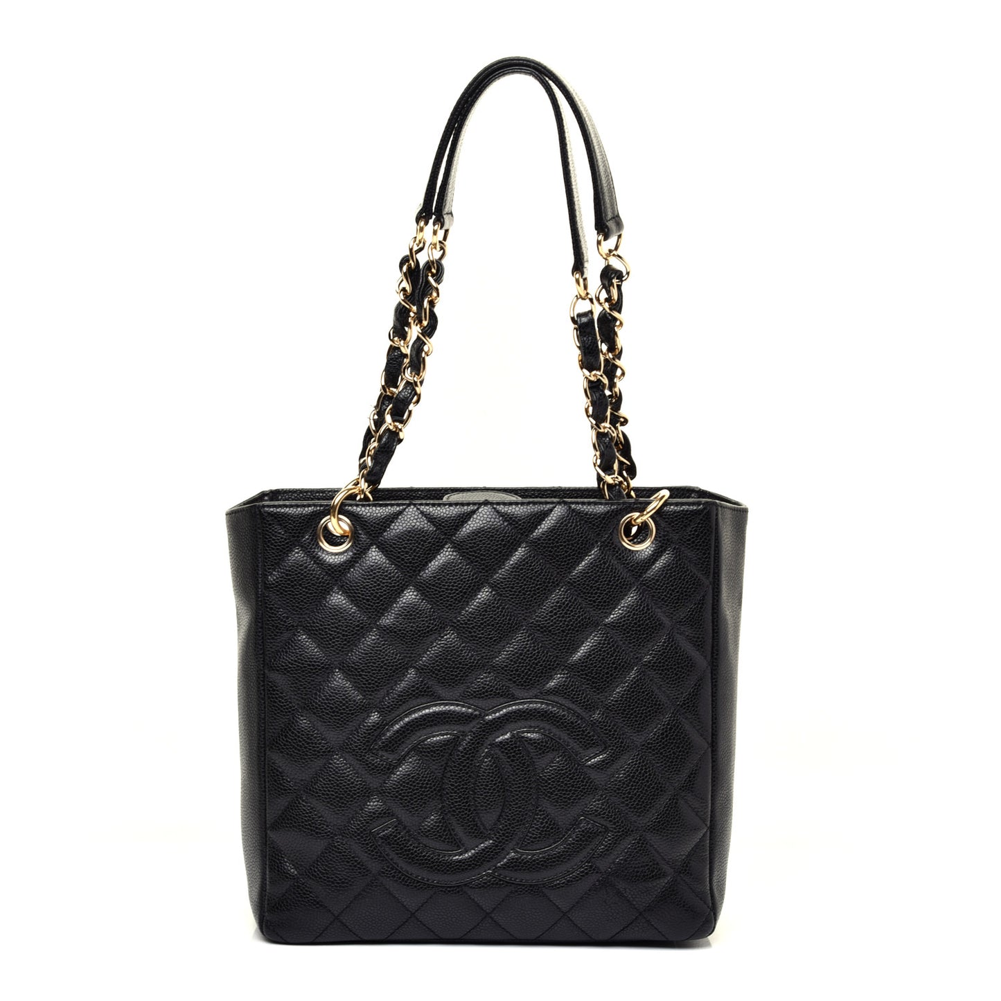 Caviar Quilted Petit Shopping Tote PST Black