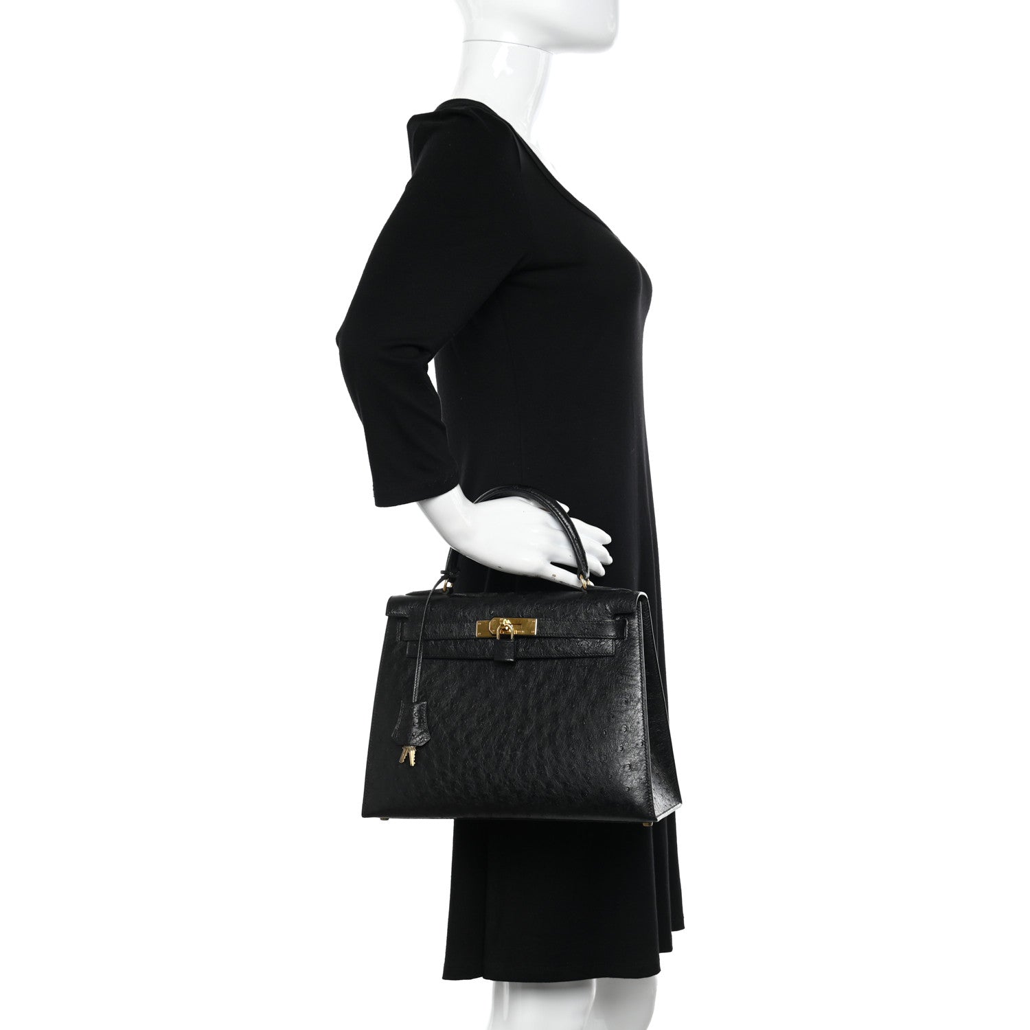 Hermes Ostrich Kelly Sellier 28 Black 2 of 18