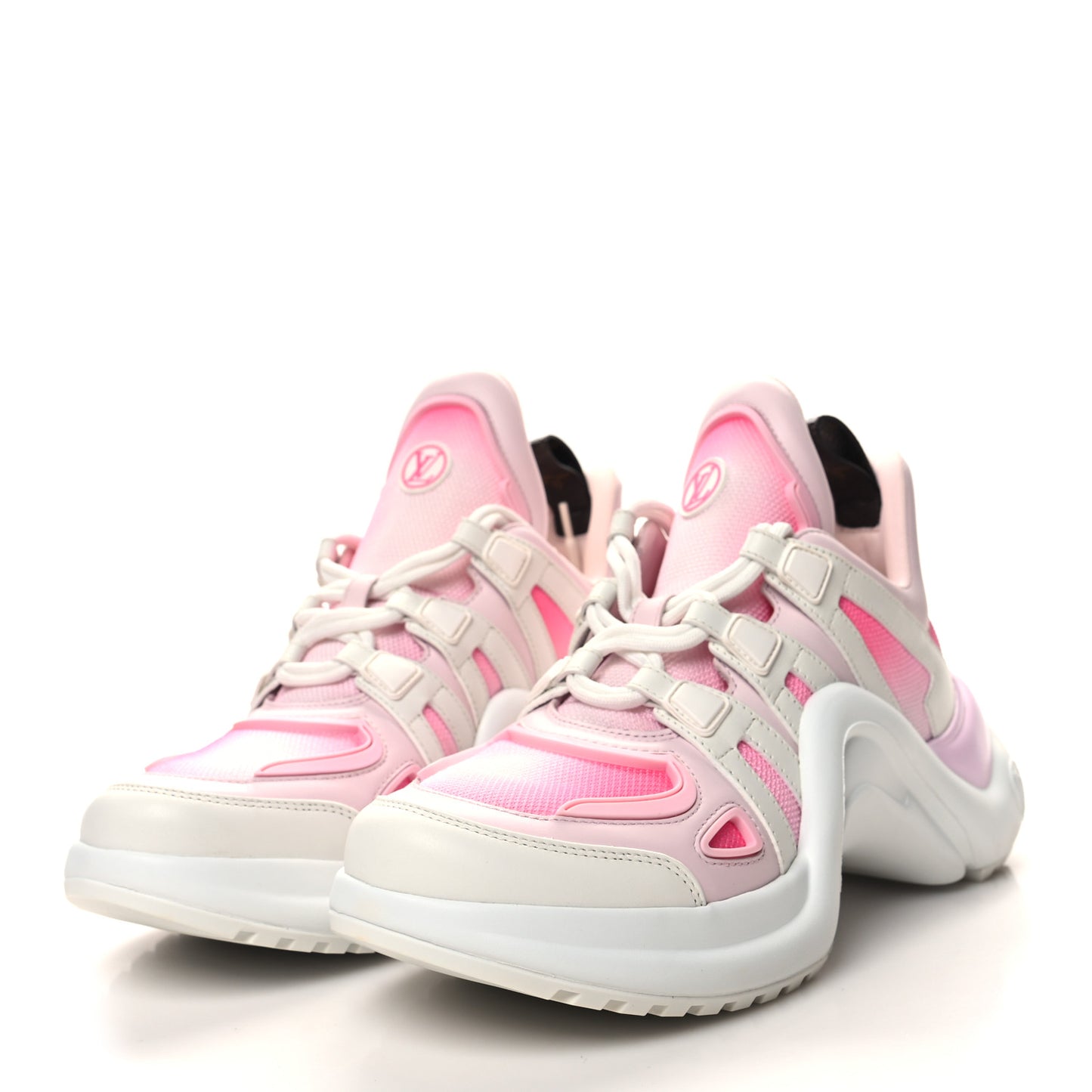 Calfskin Technical Nylon LV Archlight Sneaker 39 White Pink