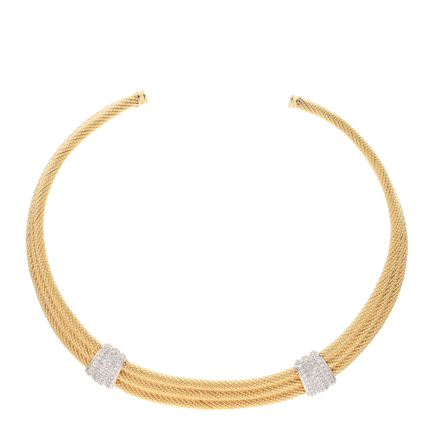 18K Yellow Gold Diamond Station Collar Necklace