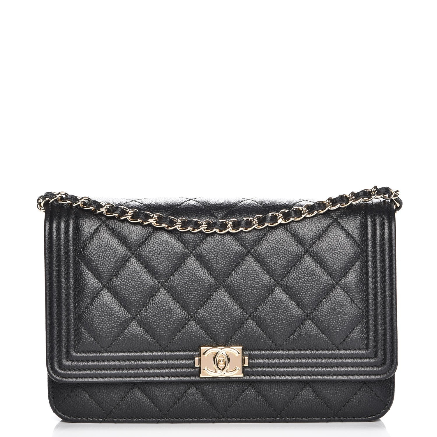 Chanel Caviar Quilted Boy Wallet On Chain WOC Black 1 of 9