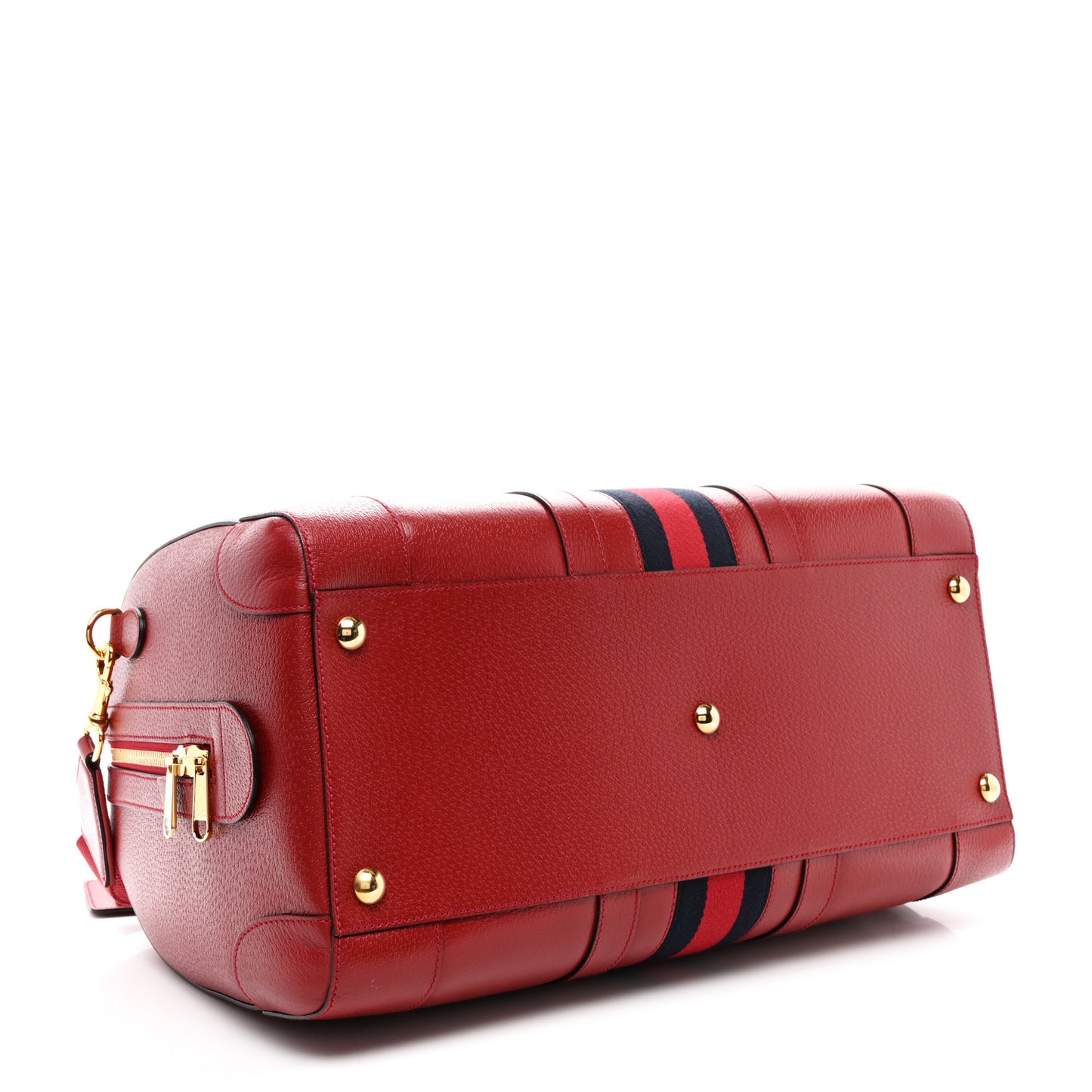 Textured Dollar Calfskin Web Medium Duffle Bag Red