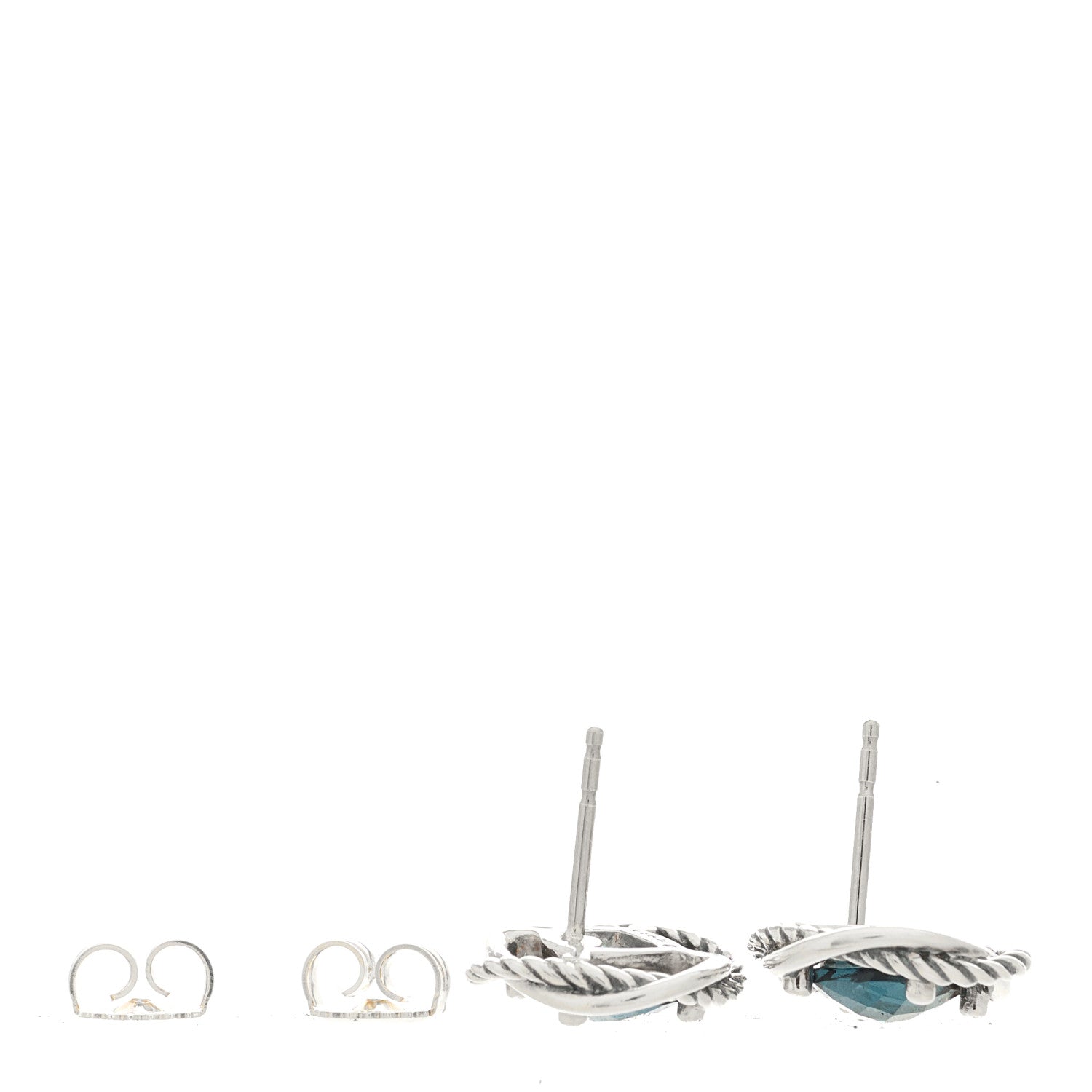 David Yurman Sterling Silver Hampton Blue Topaz 7mm Infinity Earrings 3 of 4