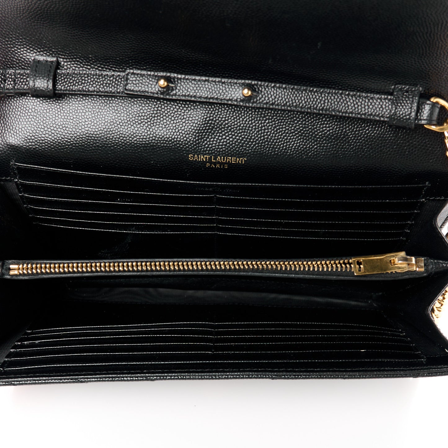 Grain De Poudre Matelasse Chevron Monogram Chain Wallet Black