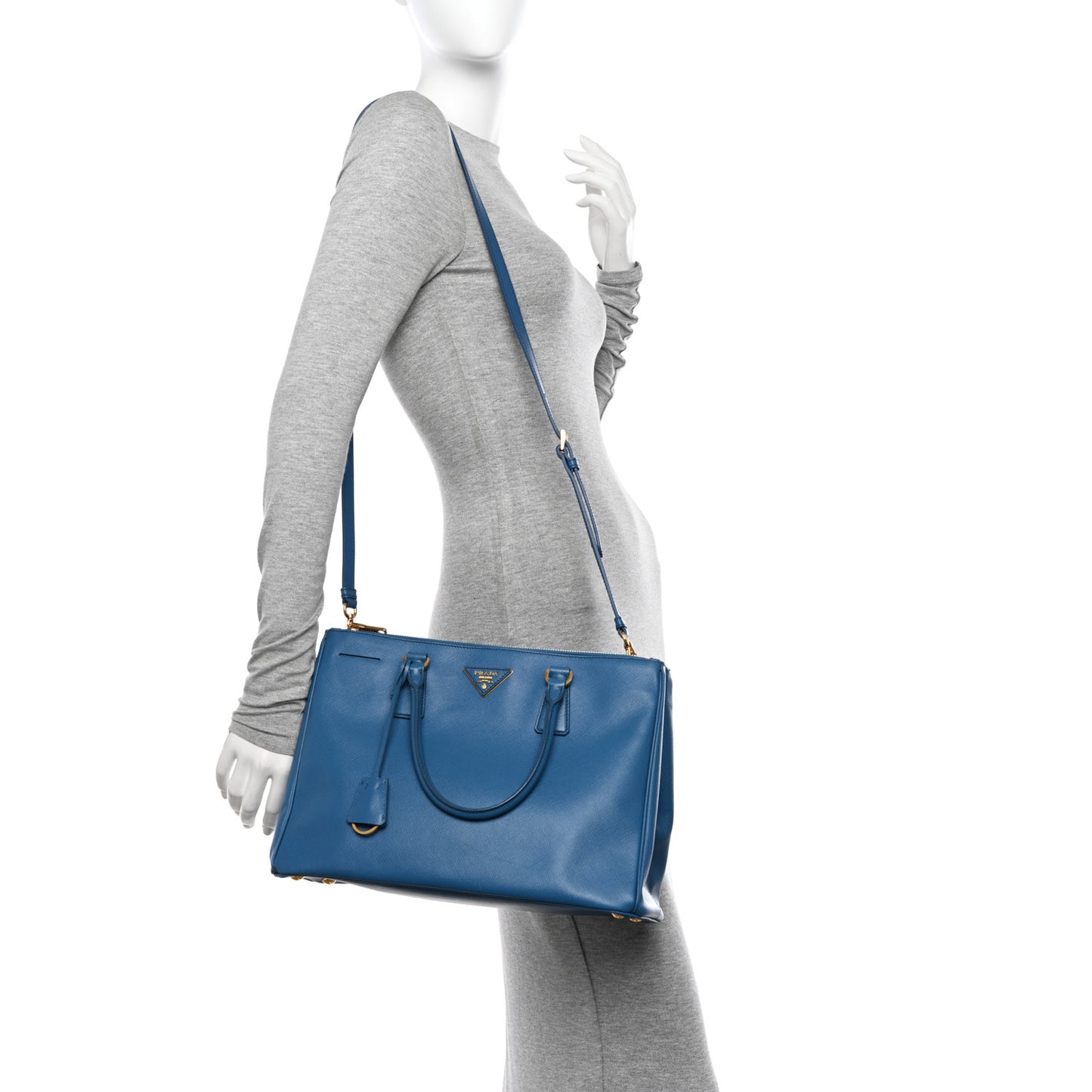 Saffiano Medium Galleria Double Zip Tote Cobalto