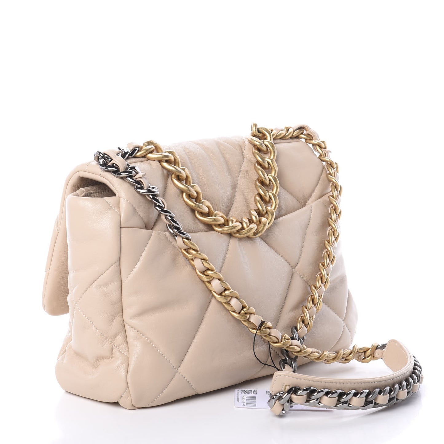 Lambskin Quilted Large 19 Flap Beige