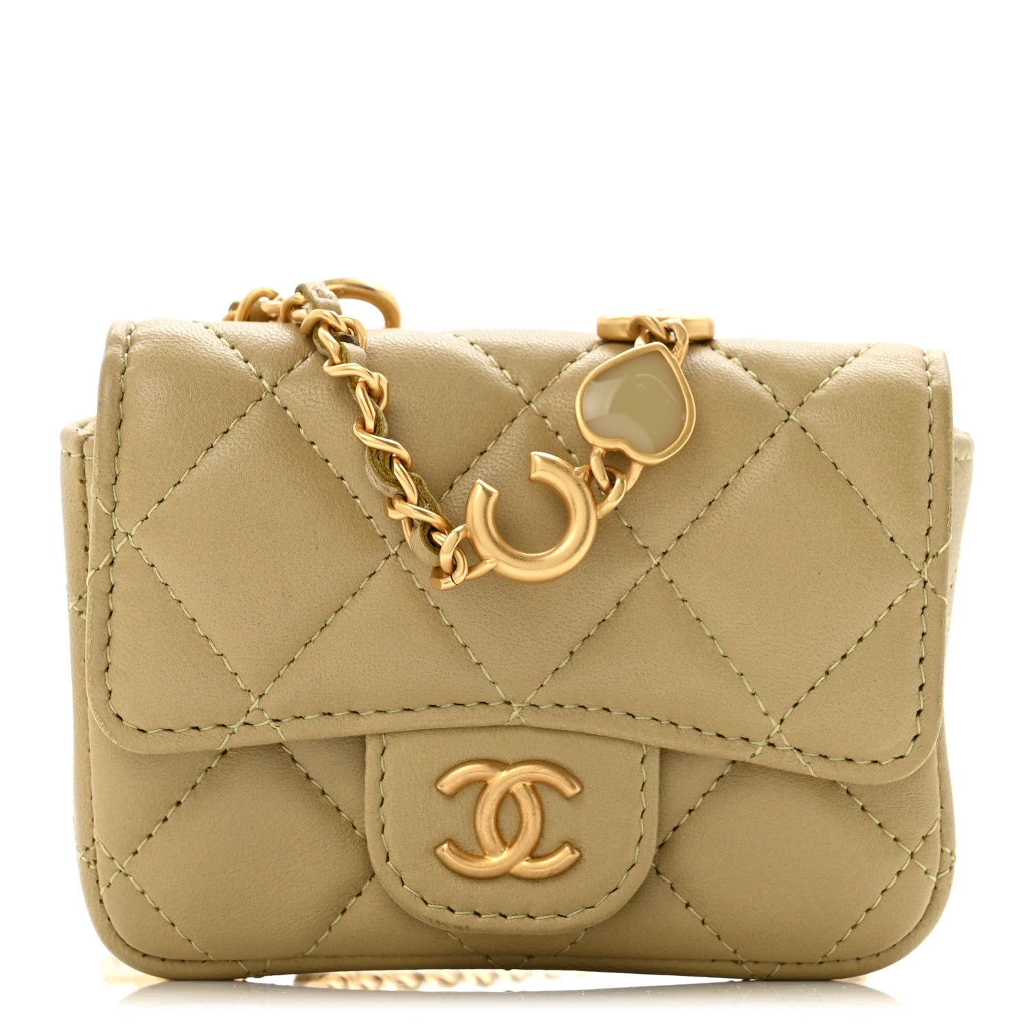 Chanel Lambskin Coco Enamel Quilted Mini Chain Belt Bag Light