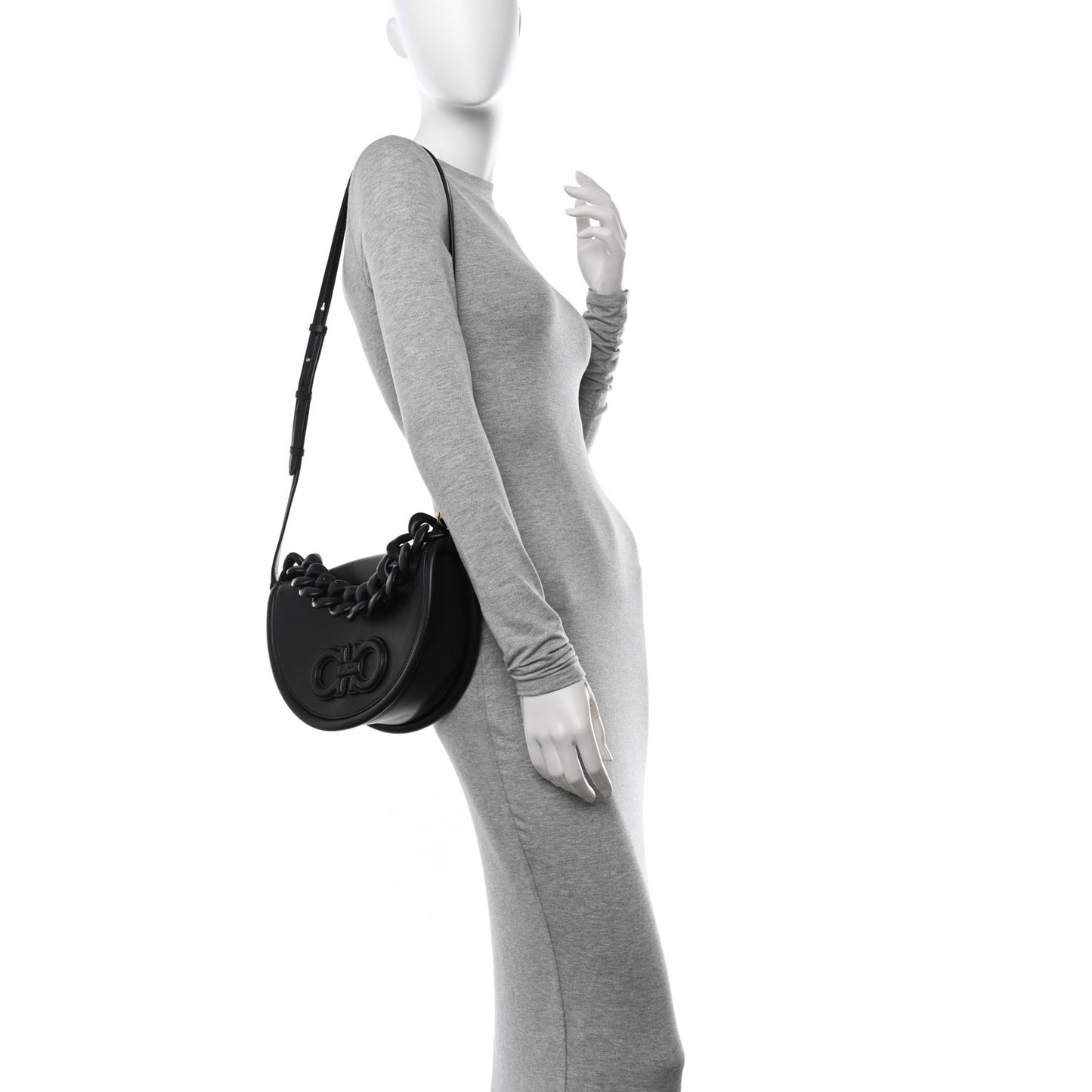 Calfskin Aura Shoulder Bag Black