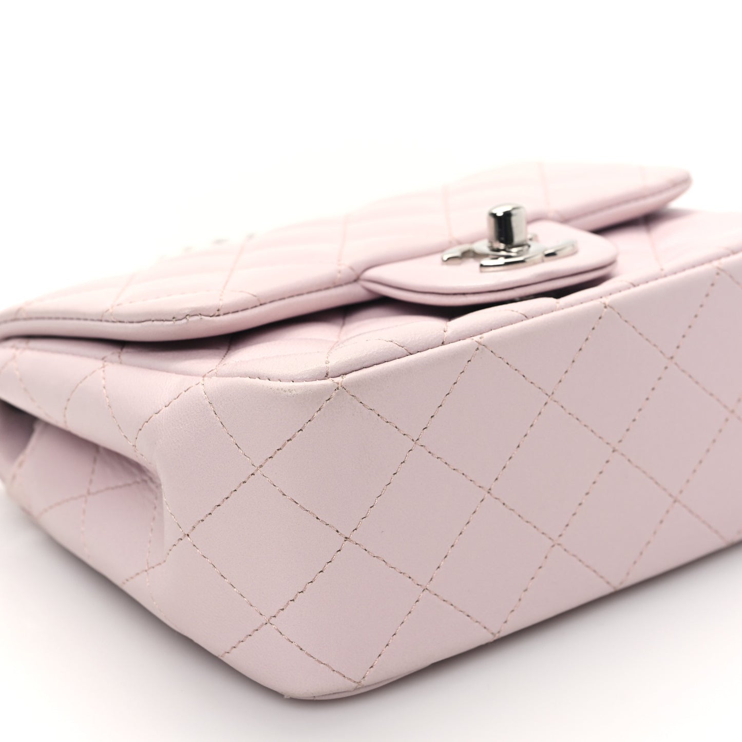 Lambskin Quilted Mini Square Flap Light Pink