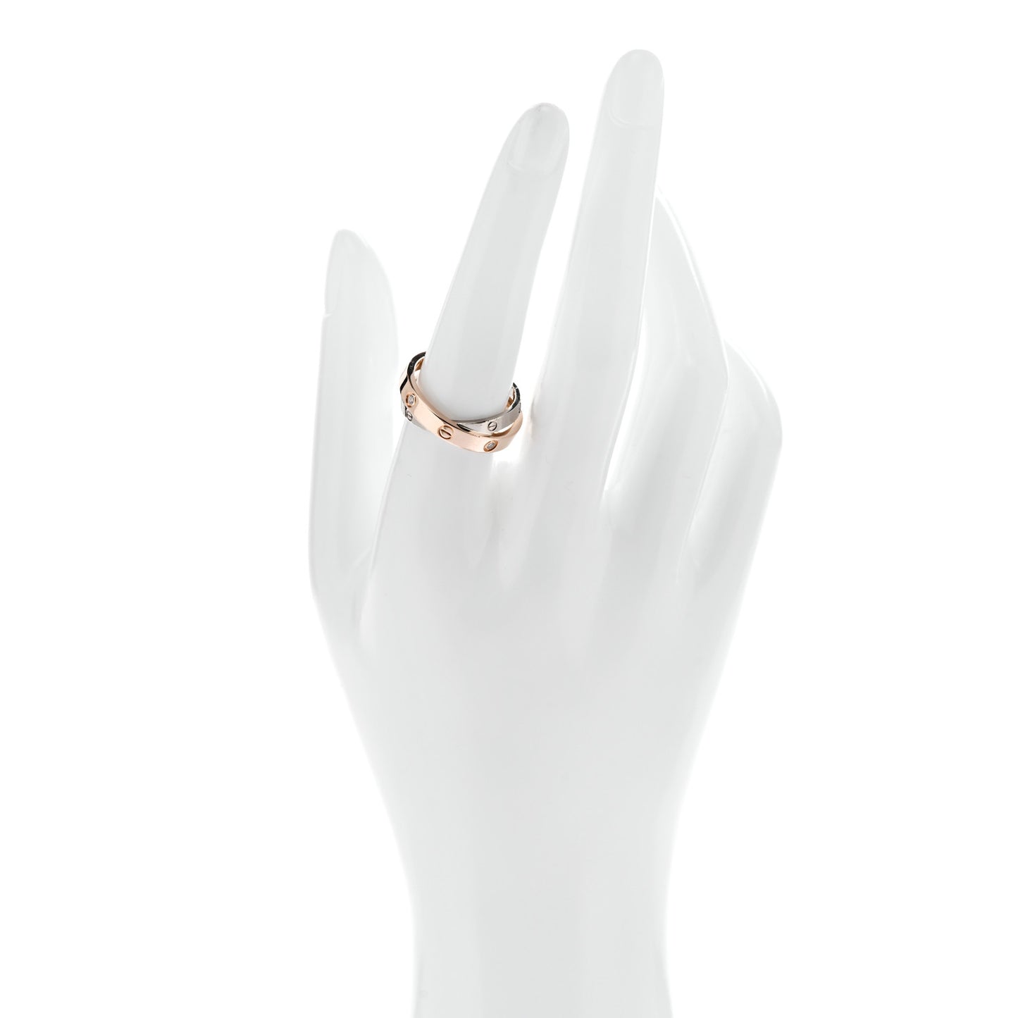 18K Pink White Gold 6 Diamond LOVE Ring 54 7