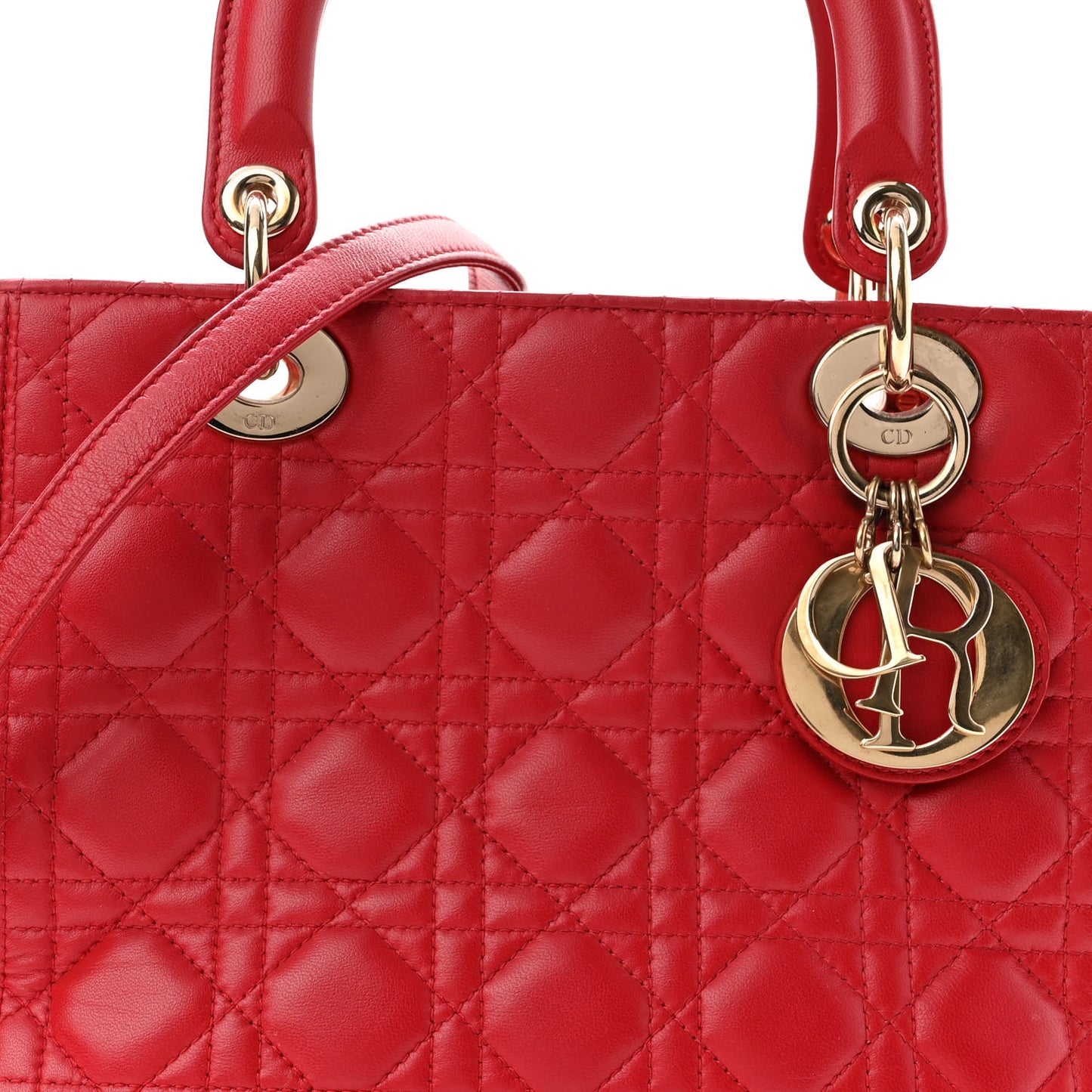 Lambskin Cannage Medium Lady Dior Red