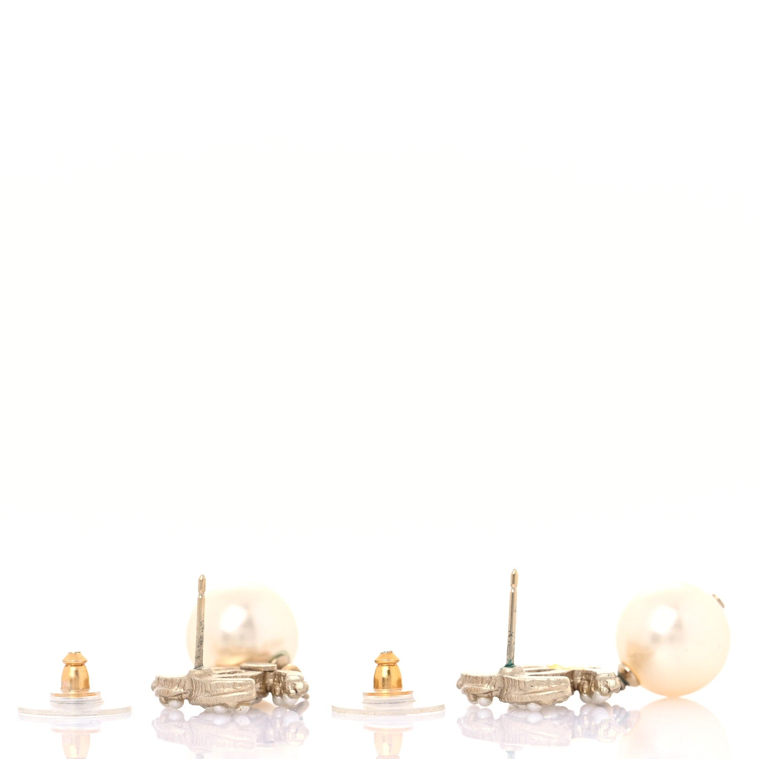 Chanel Pearl CC Drop Earrings Light Gold 3 of 7