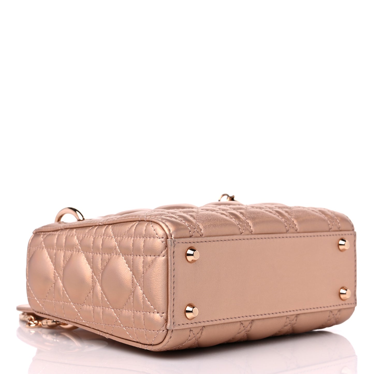 Iridescent Metallic Lambskin Cannage Mini Lady Dior Pink
