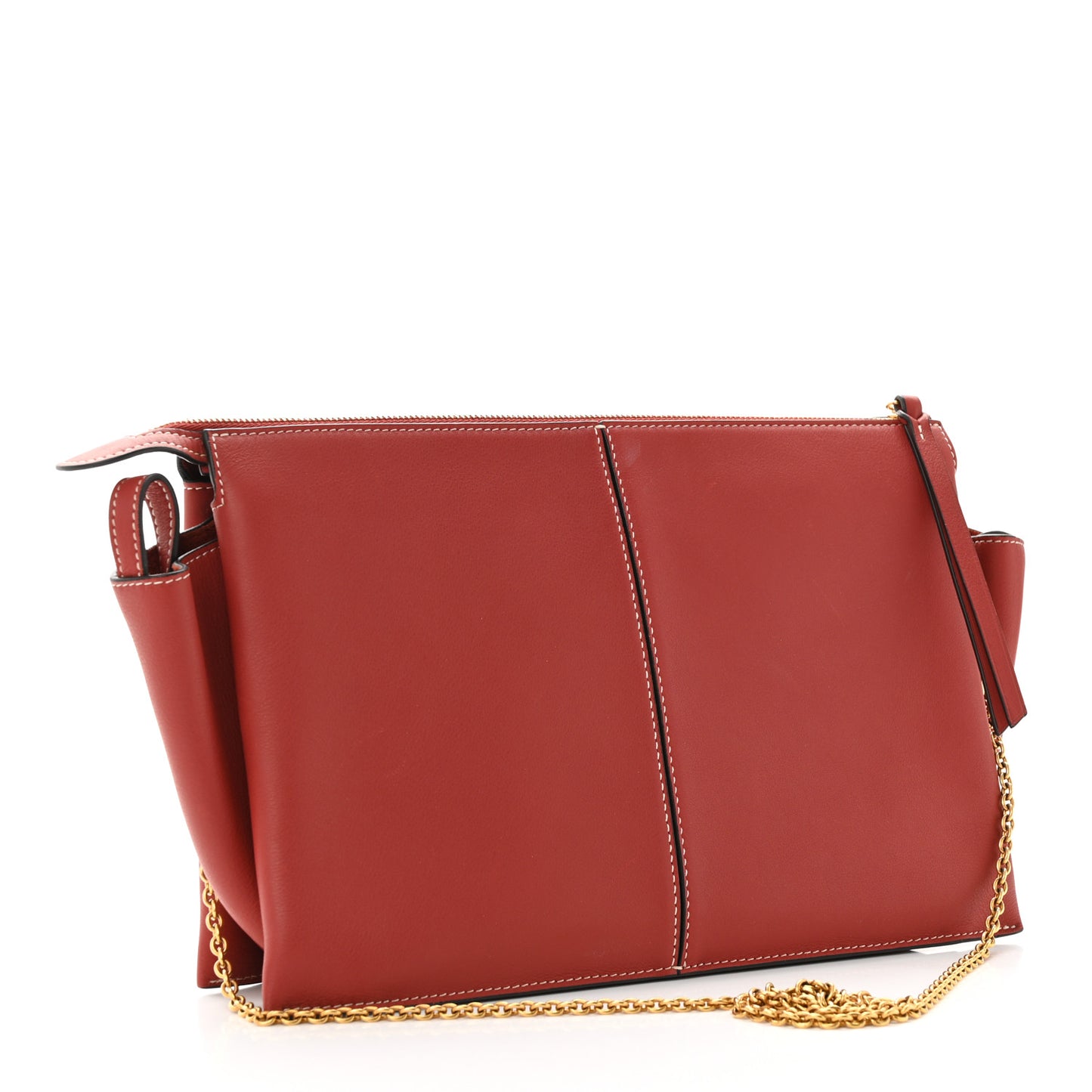 Supple Natural Calfskin Tri-Fold Clutch Red