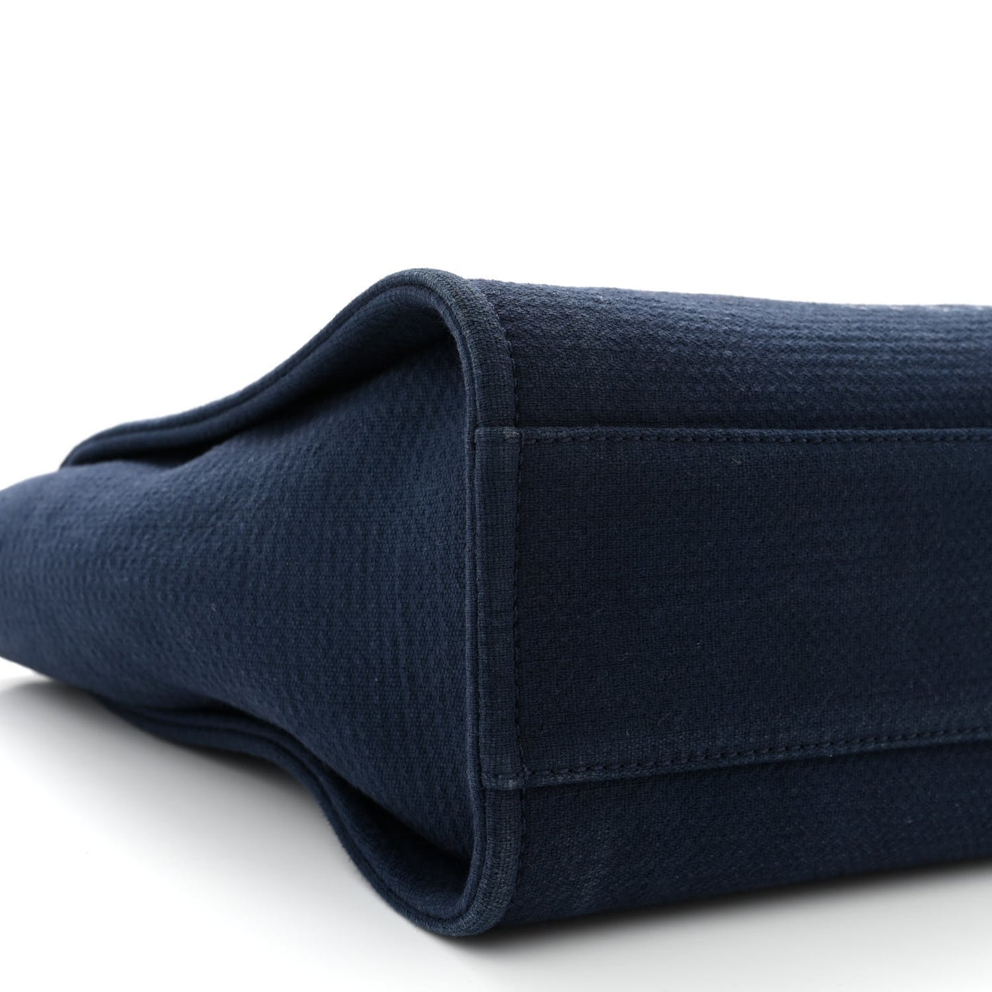 Mixed Fibers Calfskin Small Deauville Tote Dark Blue