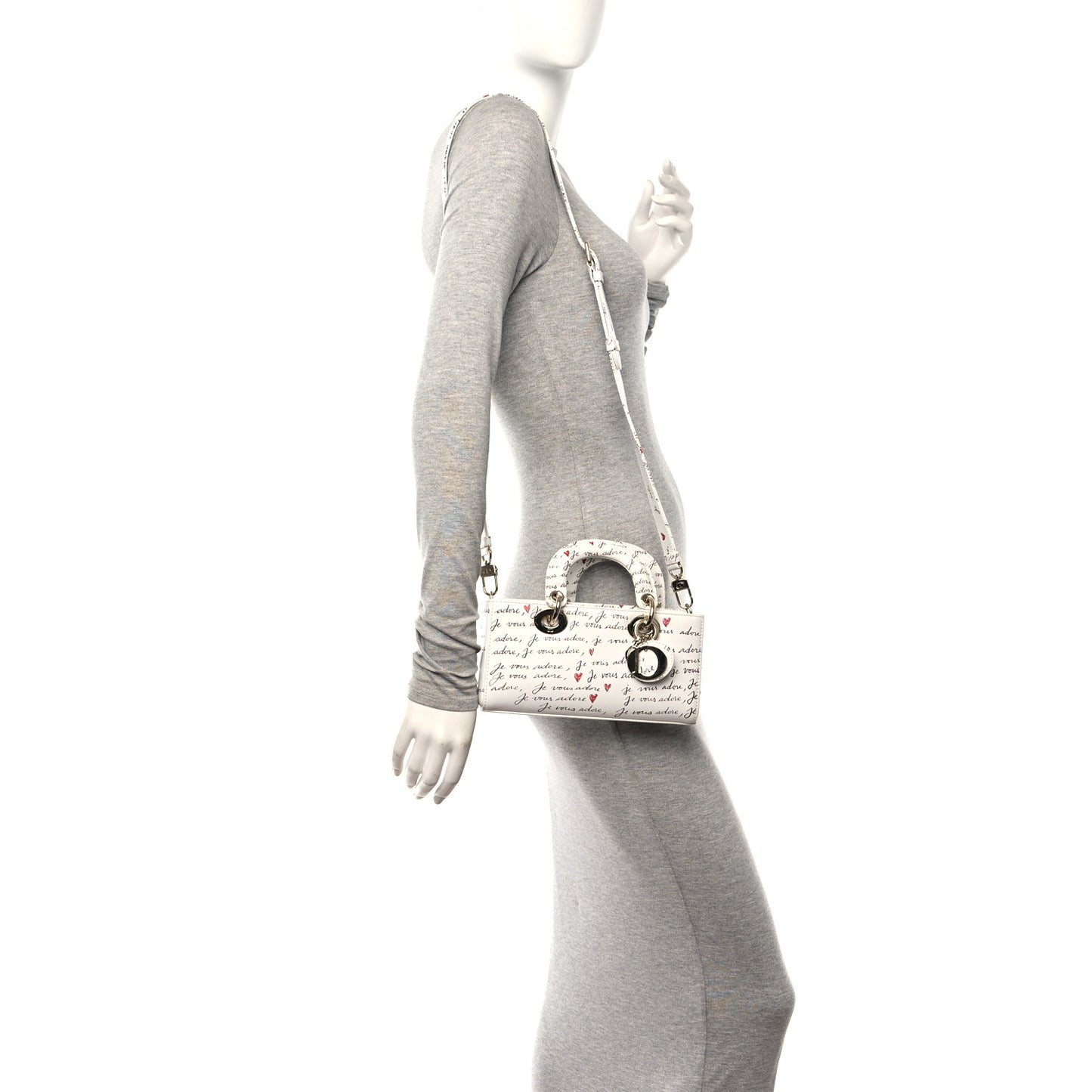 Calfskin Je Vous Adore Dioramour Small Lady D-Joy White Black Red